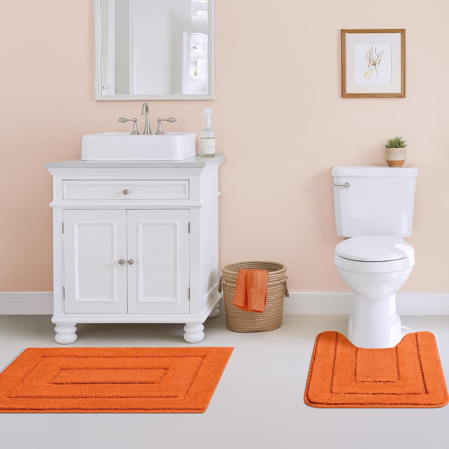 image:imageGRANNY SAYS Bathroom Rugs Sets 2 PieceSoft Bath Mats for Bathroom Bath Rugs Non Slip Washable Absorbent Bath Rug for Tub Shower and Toilet Gray 20 x 32 16 x 24Orange
