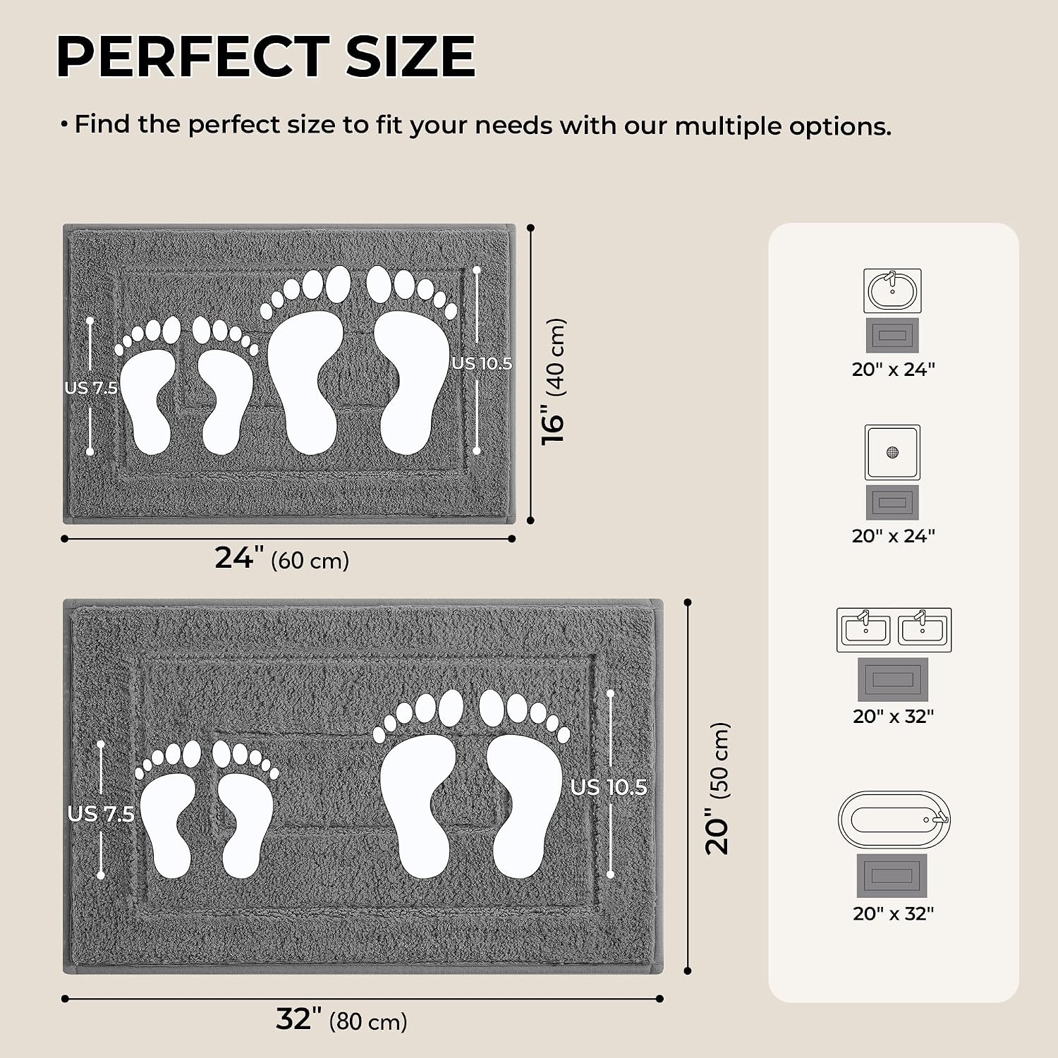 image:imageGRANNY SAYS Bathroom Rugs Sets 2 PieceSoft Bath Mats for Bathroom Bath Rugs Non Slip Washable Absorbent Bath Rug for Tub Shower and Toilet Gray 20 x 32 16 x 24Deep Grey