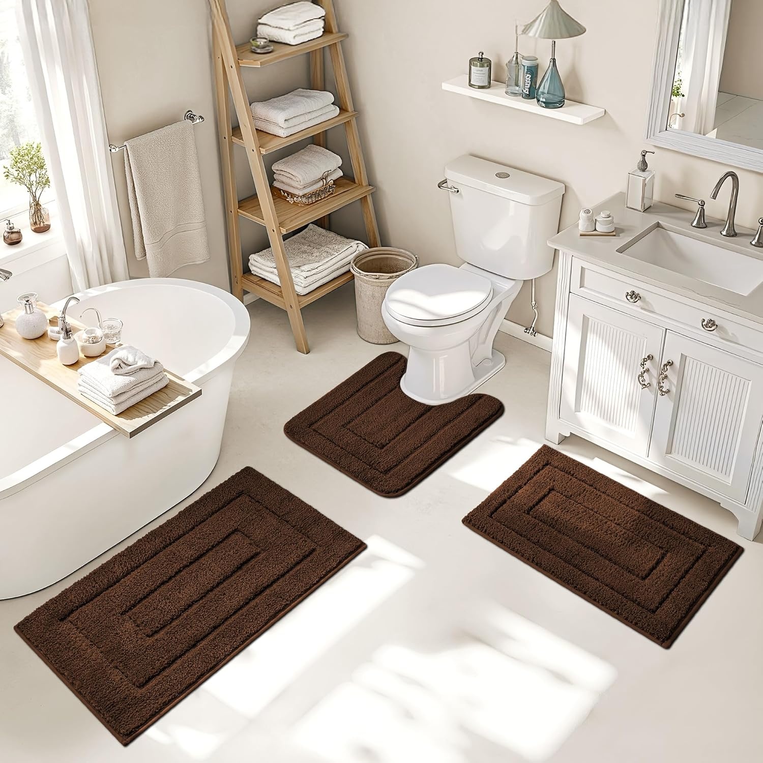 image:imageGRANNY SAYS Bathroom Rugs Sets 2 PieceSoft Bath Mats for Bathroom Bath Rugs Non Slip Washable Absorbent Bath Rug for Tub Shower and Toilet Gray 20 x 32 16 x 24Brown