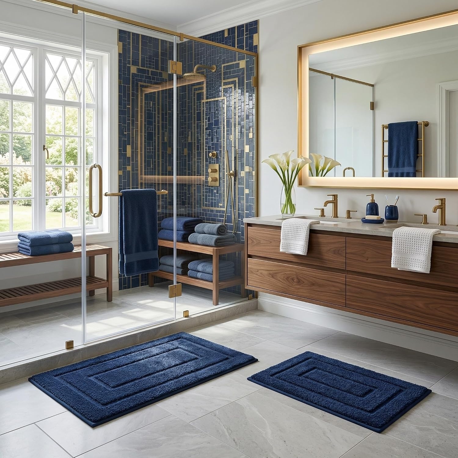 image:imageGRANNY SAYS Bathroom Rugs Sets 2 PieceSoft Bath Mats for Bathroom Bath Rugs Non Slip Washable Absorbent Bath Rug for Tub Shower and Toilet Gray 20 x 32 16 x 24Deep Blue