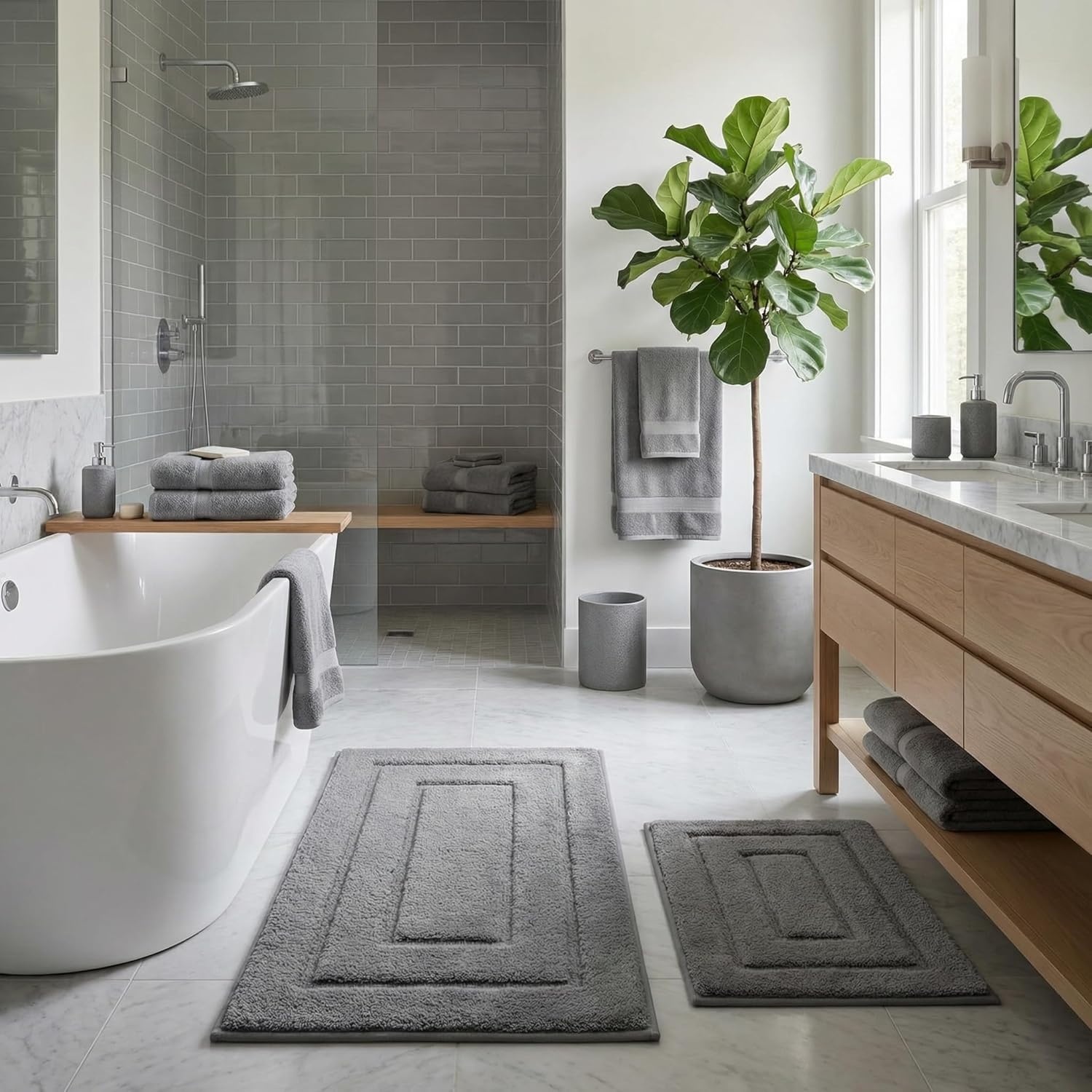 image:imageGRANNY SAYS Bathroom Rugs Sets 2 PieceSoft Bath Mats for Bathroom Bath Rugs Non Slip Washable Absorbent Bath Rug for Tub Shower and Toilet Gray 20 x 32 16 x 24Deep Grey