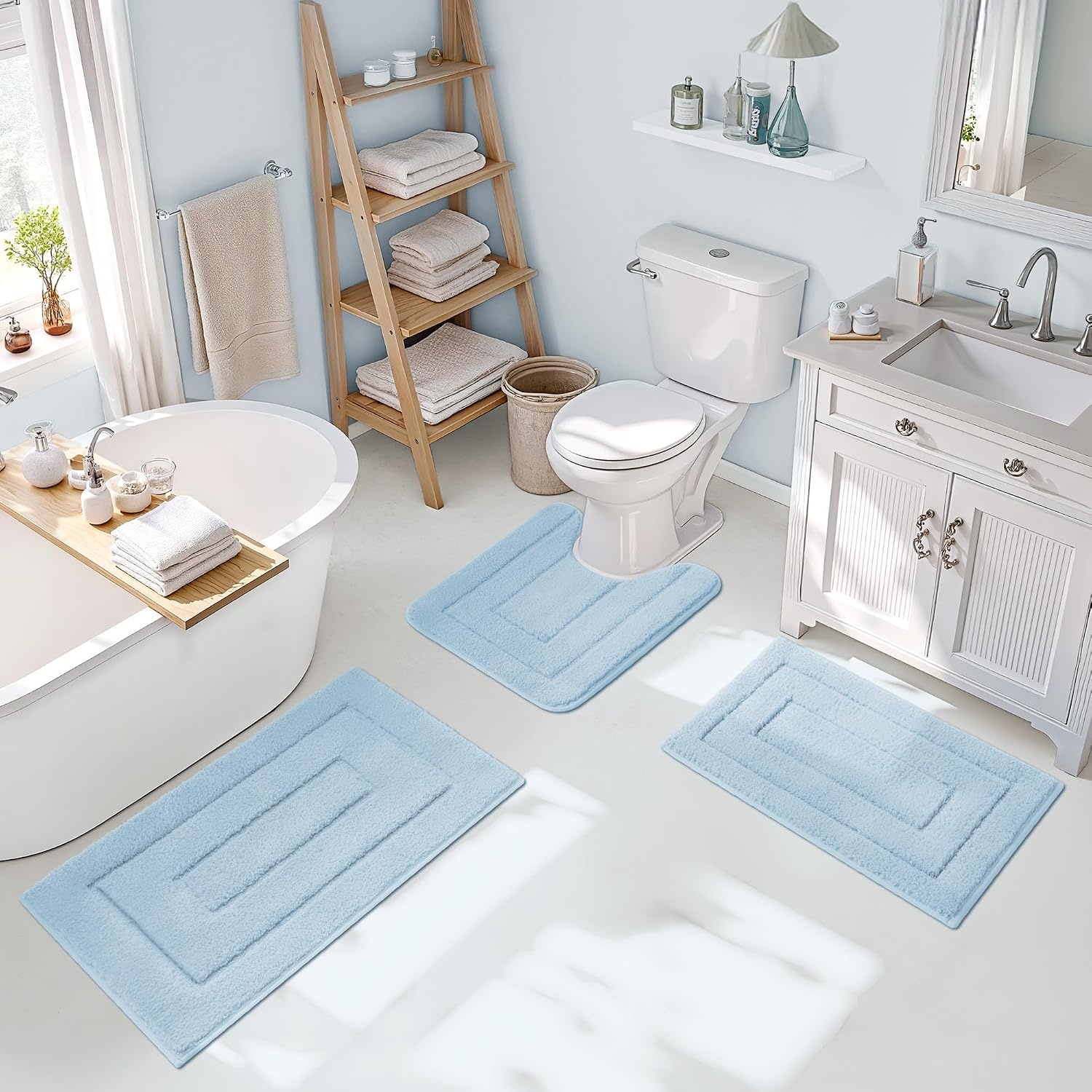 image:imageGRANNY SAYS Bathroom Rugs Sets 2 PieceSoft Bath Mats for Bathroom Bath Rugs Non Slip Washable Absorbent Bath Rug for Tub Shower and Toilet Gray 20 x 32 16 x 24Ivory