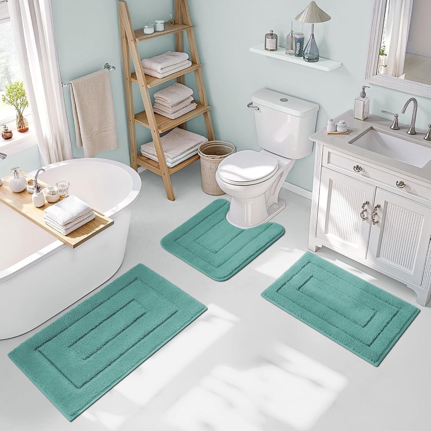 image:imageGRANNY SAYS Bathroom Rugs Sets 2 PieceSoft Bath Mats for Bathroom Bath Rugs Non Slip Washable Absorbent Bath Rug for Tub Shower and Toilet Gray 20 x 32 16 x 24Teal