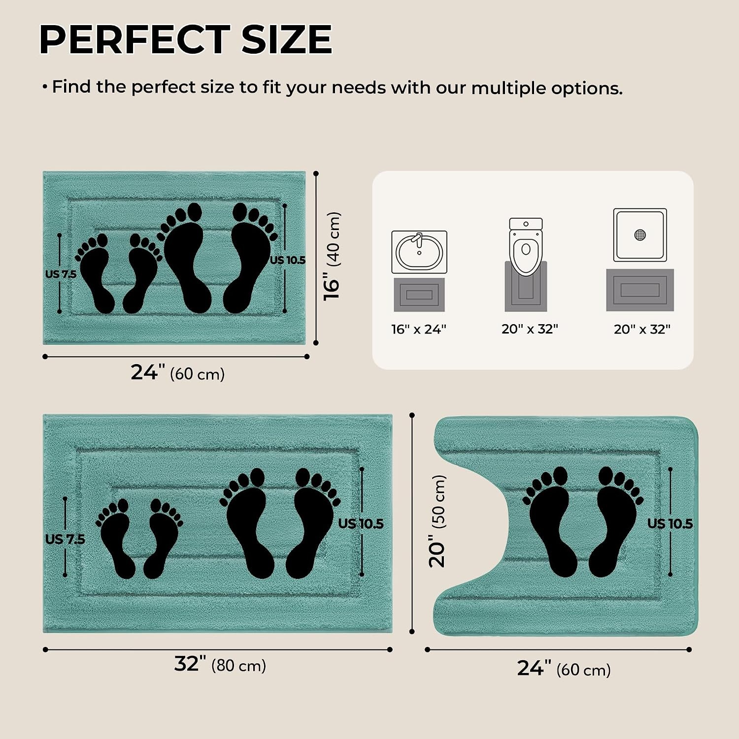 image:imageGRANNY SAYS Bathroom Rugs Sets 2 PieceSoft Bath Mats for Bathroom Bath Rugs Non Slip Washable Absorbent Bath Rug for Tub Shower and Toilet Gray 20 x 32 16 x 24Teal