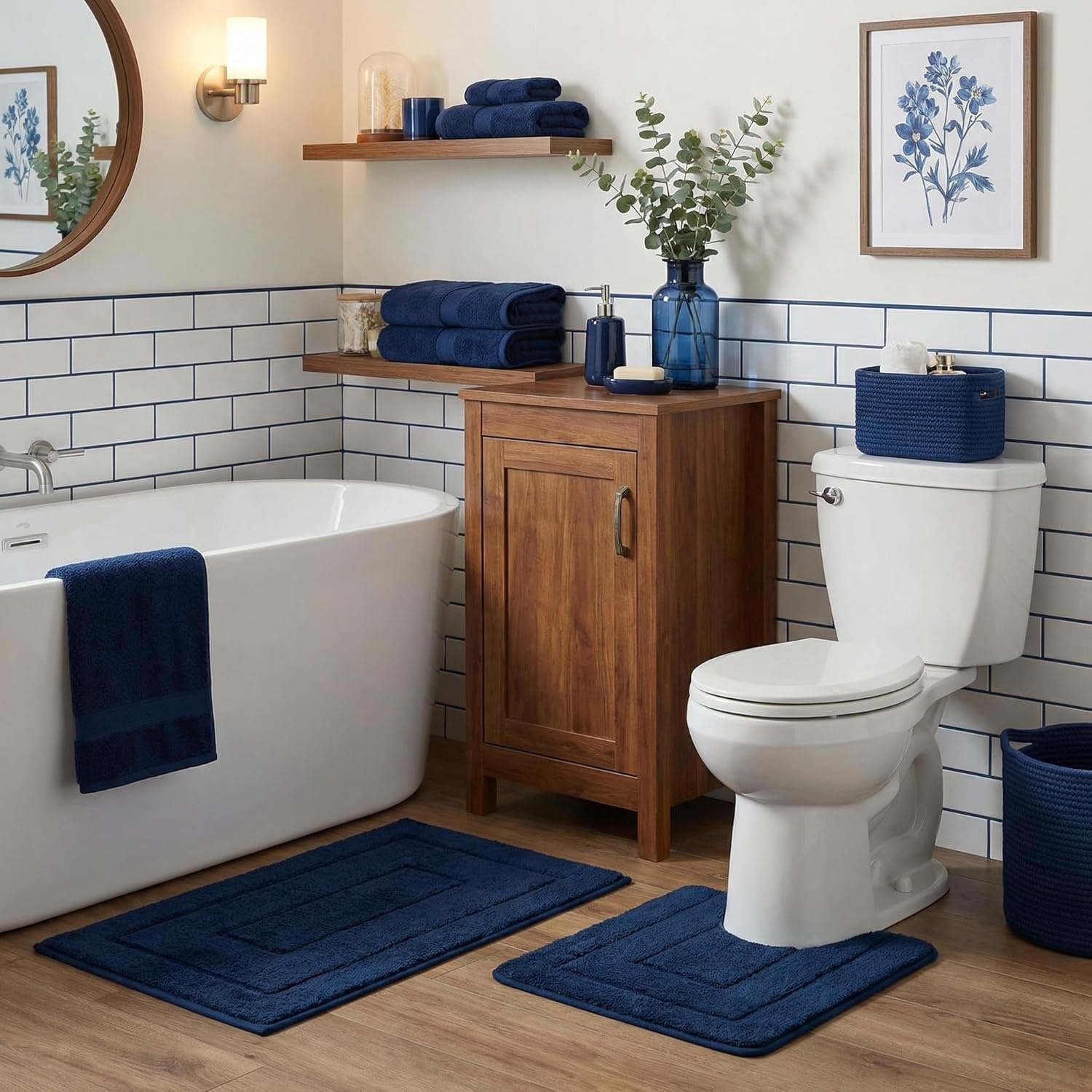 image:imageGRANNY SAYS Bathroom Rugs Sets 2 PieceSoft Bath Mats for Bathroom Bath Rugs Non Slip Washable Absorbent Bath Rug for Tub Shower and Toilet Gray 20 x 32 16 x 24Deep Blue