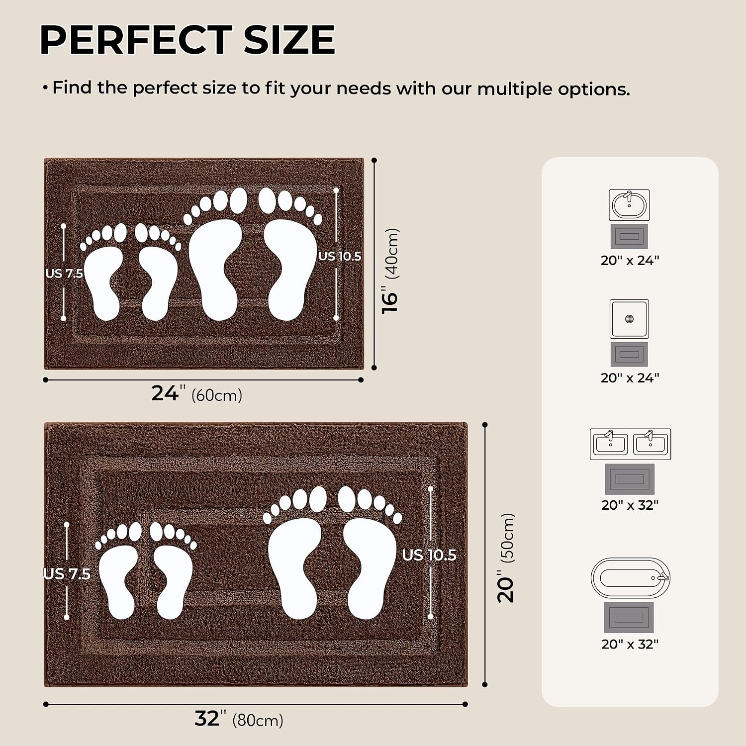 image:imageGRANNY SAYS Bathroom Rugs Sets 2 PieceSoft Bath Mats for Bathroom Bath Rugs Non Slip Washable Absorbent Bath Rug for Tub Shower and Toilet Gray 20 x 32 16 x 24Brown