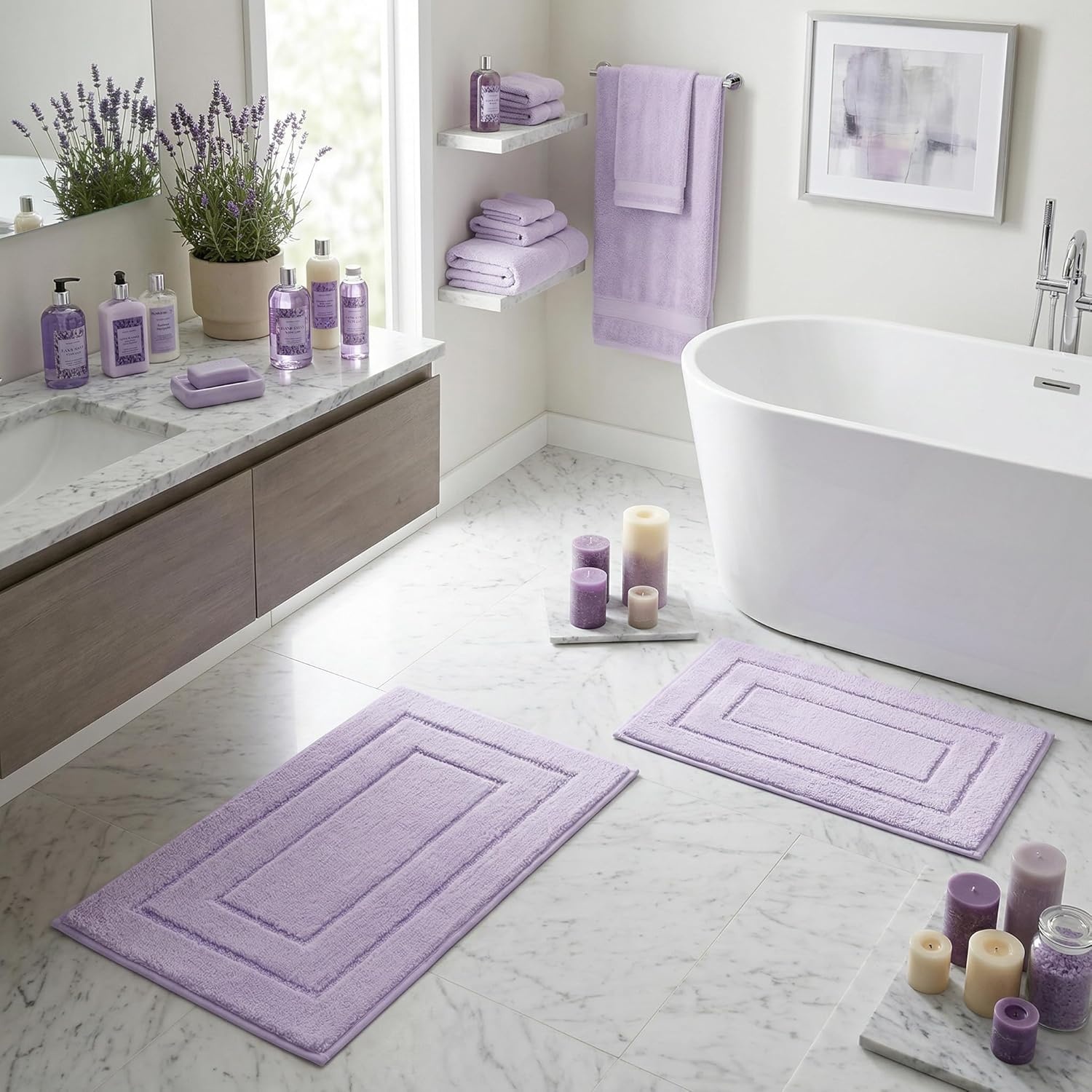 image:imageGRANNY SAYS Bathroom Rugs Sets 2 PieceSoft Bath Mats for Bathroom Bath Rugs Non Slip Washable Absorbent Bath Rug for Tub Shower and Toilet Gray 20 x 32 16 x 24Lilac