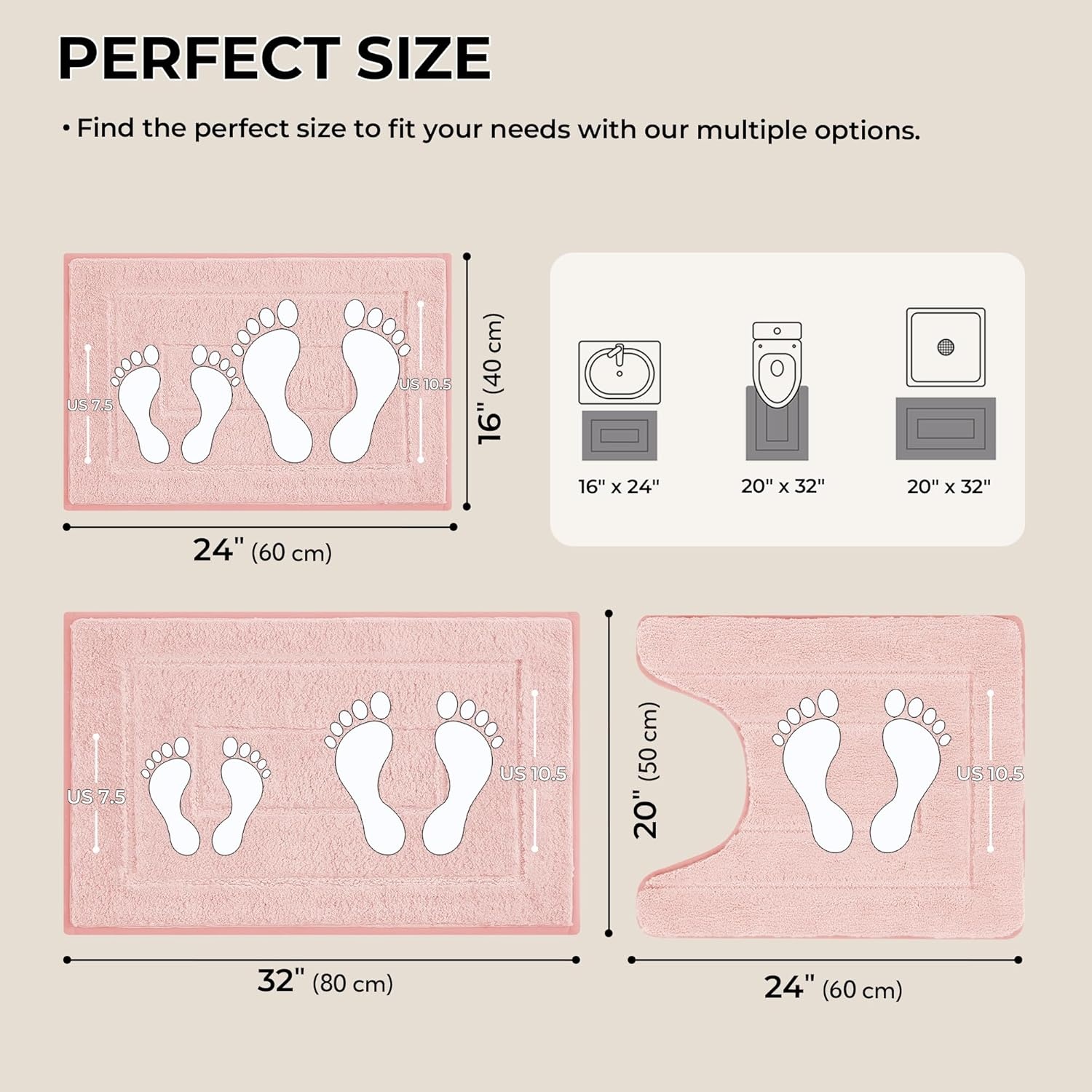image:imageGRANNY SAYS Bathroom Rugs Sets 2 PieceSoft Bath Mats for Bathroom Bath Rugs Non Slip Washable Absorbent Bath Rug for Tub Shower and Toilet Gray 20 x 32 16 x 24Pink