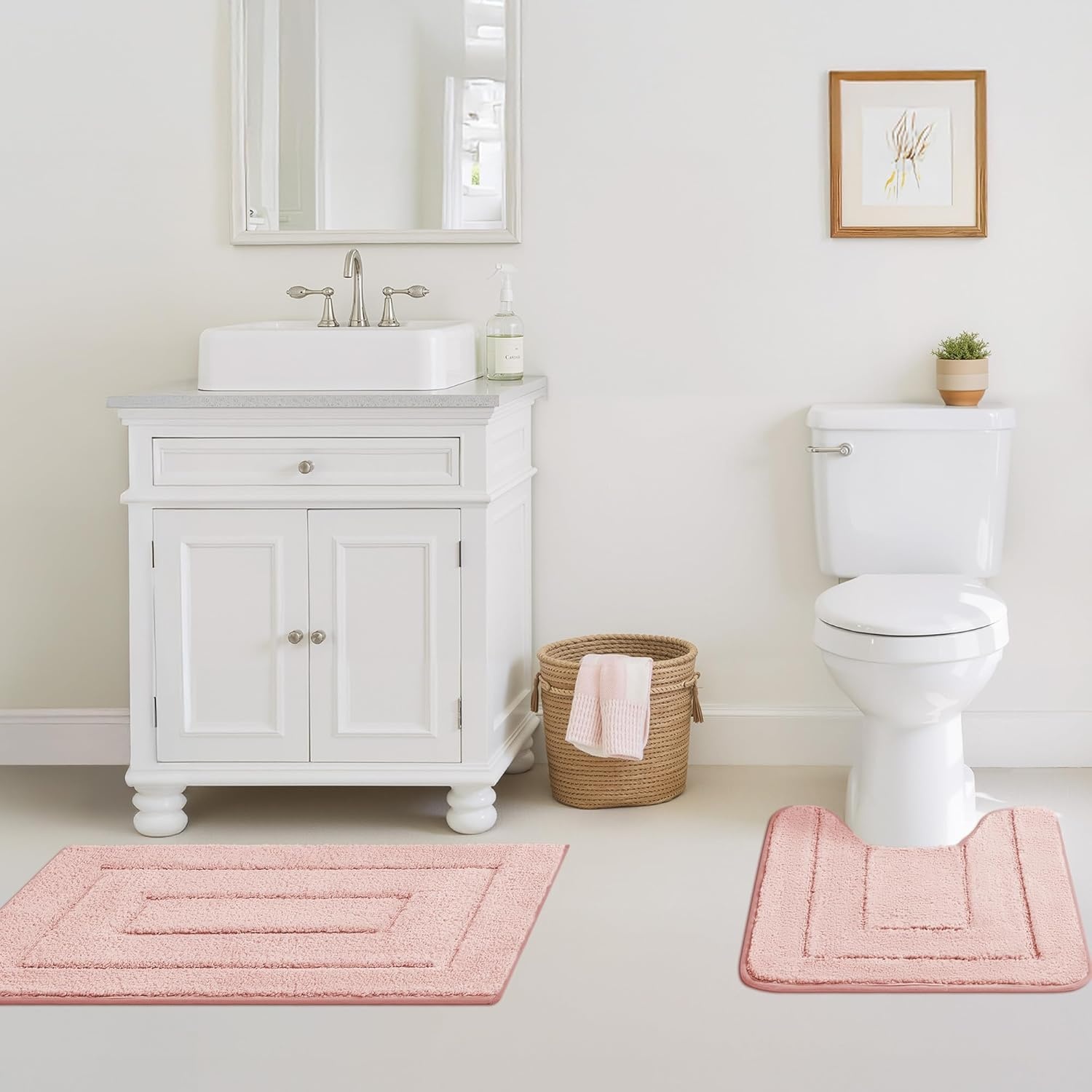 image:imageGRANNY SAYS Bathroom Rugs Sets 2 PieceSoft Bath Mats for Bathroom Bath Rugs Non Slip Washable Absorbent Bath Rug for Tub Shower and Toilet Gray 20 x 32 16 x 24Pink