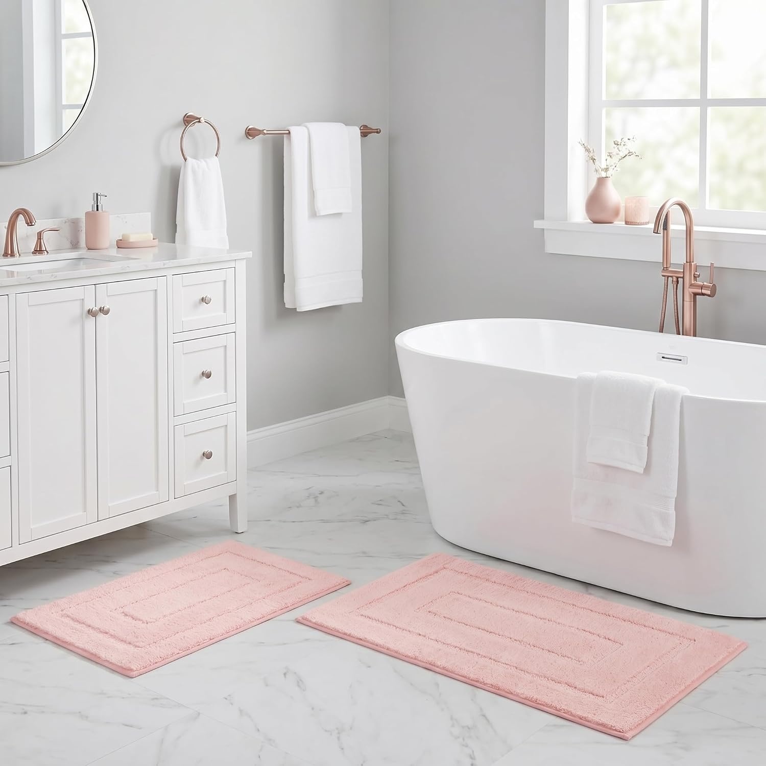 image:imageGRANNY SAYS Bathroom Rugs Sets 2 PieceSoft Bath Mats for Bathroom Bath Rugs Non Slip Washable Absorbent Bath Rug for Tub Shower and Toilet Gray 20 x 32 16 x 24Pink