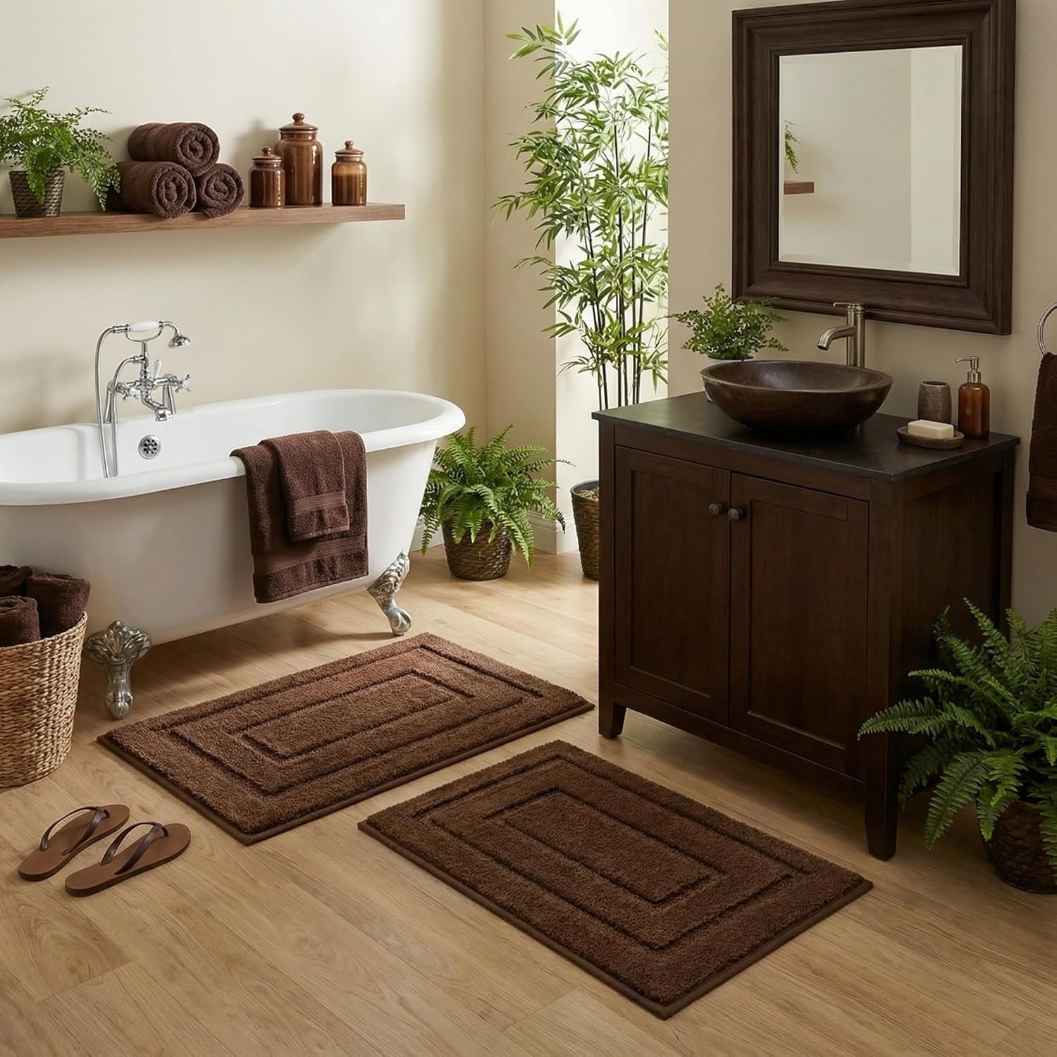 image:imageGRANNY SAYS Bathroom Rugs Sets 2 PieceSoft Bath Mats for Bathroom Bath Rugs Non Slip Washable Absorbent Bath Rug for Tub Shower and Toilet Gray 20 x 32 16 x 24Brown