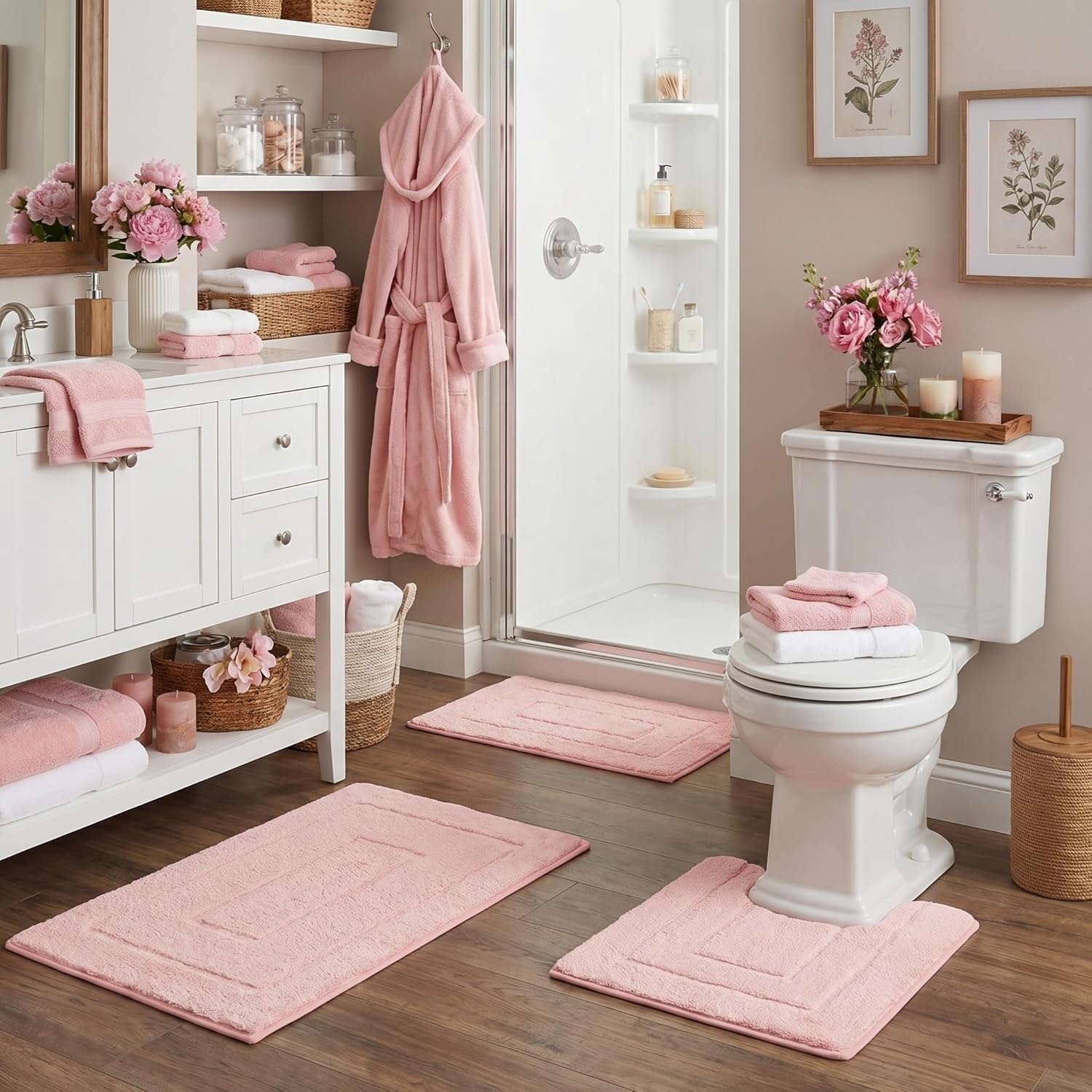 image:imageGRANNY SAYS Bathroom Rugs Sets 2 PieceSoft Bath Mats for Bathroom Bath Rugs Non Slip Washable Absorbent Bath Rug for Tub Shower and Toilet Gray 20 x 32 16 x 24Pink