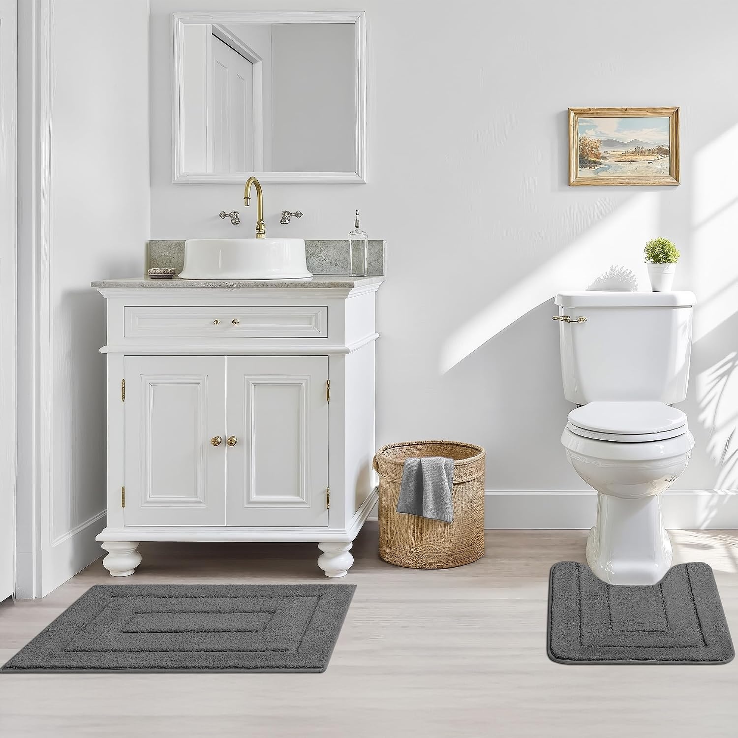 image:imageGRANNY SAYS Bathroom Rugs Sets 2 PieceSoft Bath Mats for Bathroom Bath Rugs Non Slip Washable Absorbent Bath Rug for Tub Shower and Toilet Gray 20 x 32 16 x 24Deep Grey