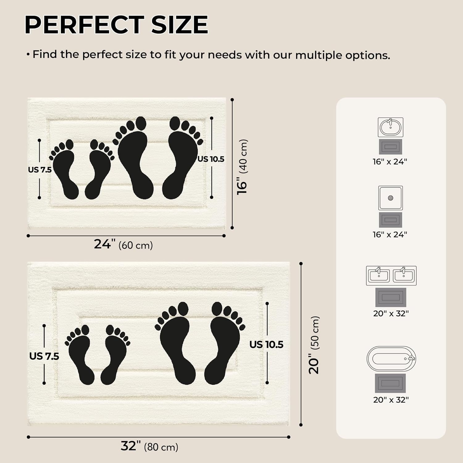 image:imageGRANNY SAYS Bathroom Rugs Sets 2 PieceSoft Bath Mats for Bathroom Bath Rugs Non Slip Washable Absorbent Bath Rug for Tub Shower and Toilet Gray 20 x 32 16 x 24Cream