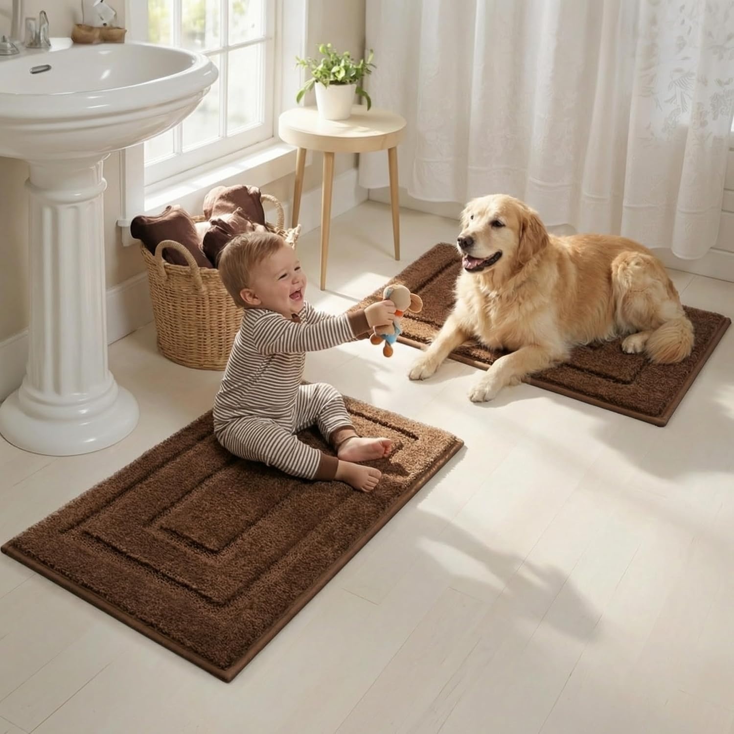 image:imageGRANNY SAYS Bathroom Rugs Sets 2 PieceSoft Bath Mats for Bathroom Bath Rugs Non Slip Washable Absorbent Bath Rug for Tub Shower and Toilet Gray 20 x 32 16 x 24Brown