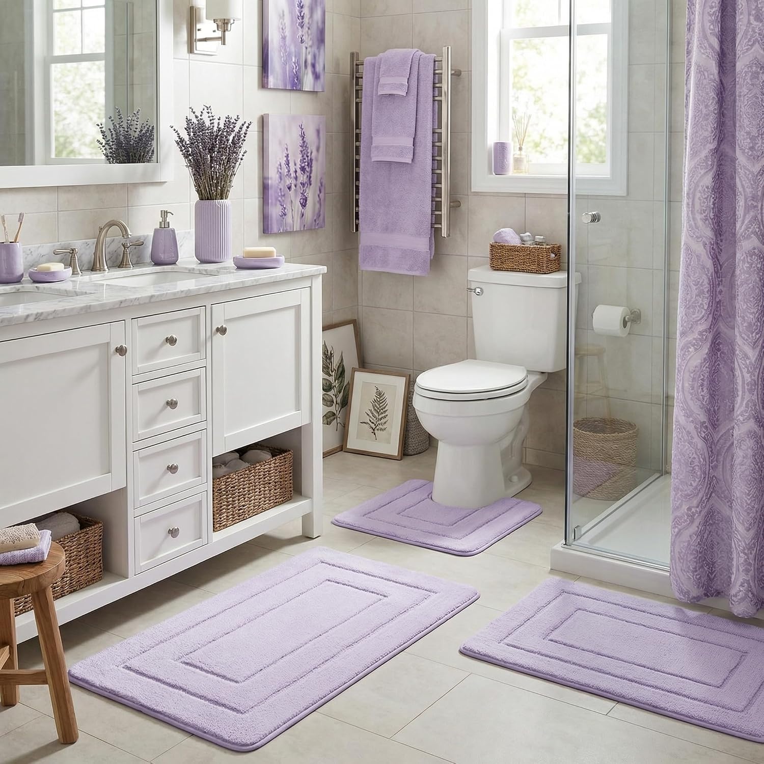 image:imageGRANNY SAYS Bathroom Rugs Sets 2 PieceSoft Bath Mats for Bathroom Bath Rugs Non Slip Washable Absorbent Bath Rug for Tub Shower and Toilet Gray 20 x 32 16 x 24Lilac