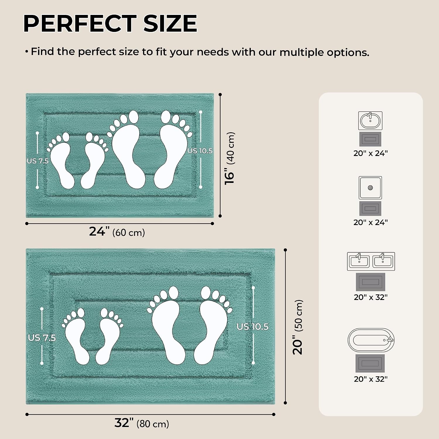 image:imageGRANNY SAYS Bathroom Rugs Sets 2 PieceSoft Bath Mats for Bathroom Bath Rugs Non Slip Washable Absorbent Bath Rug for Tub Shower and Toilet Gray 20 x 32 16 x 24Teal