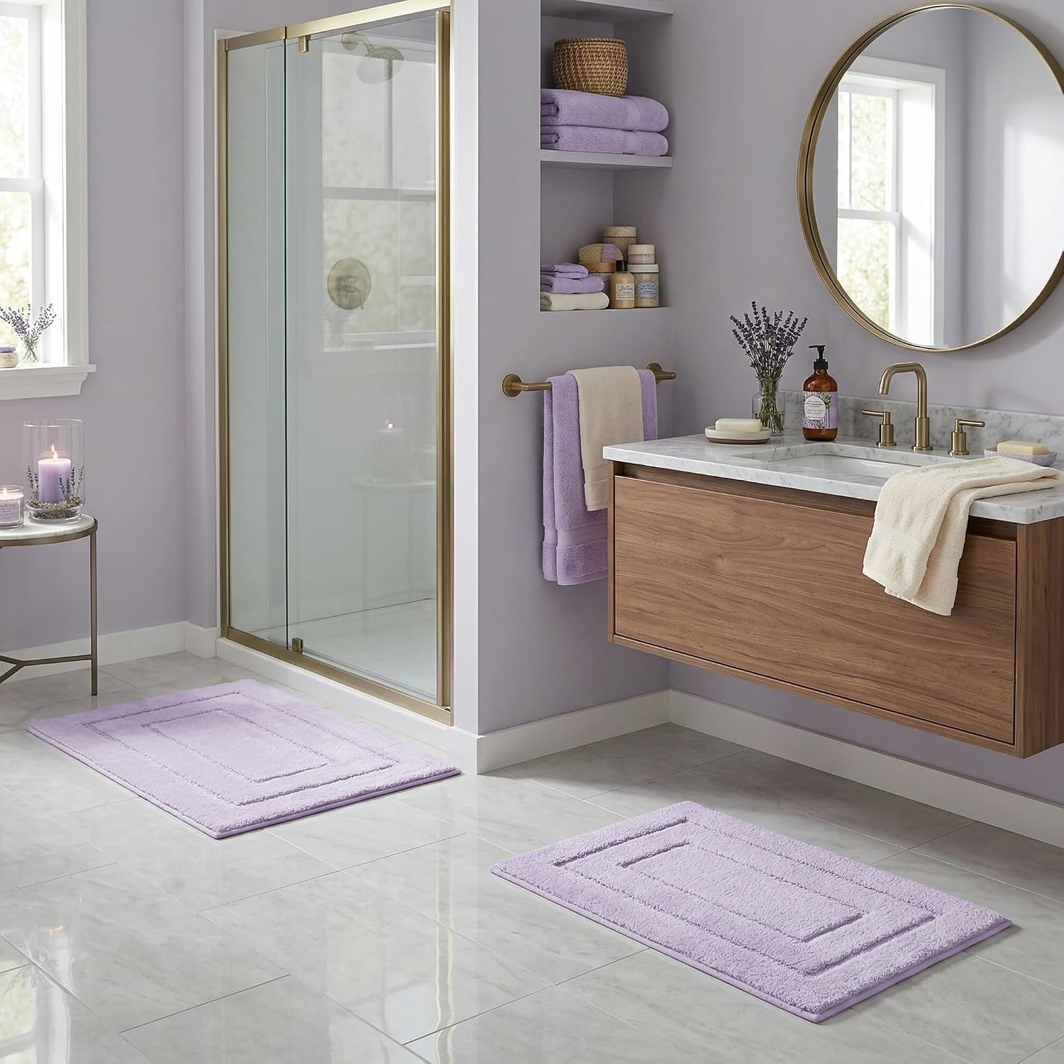 image:imageGRANNY SAYS Bathroom Rugs Sets 2 PieceSoft Bath Mats for Bathroom Bath Rugs Non Slip Washable Absorbent Bath Rug for Tub Shower and Toilet Gray 20 x 32 16 x 24Lilac