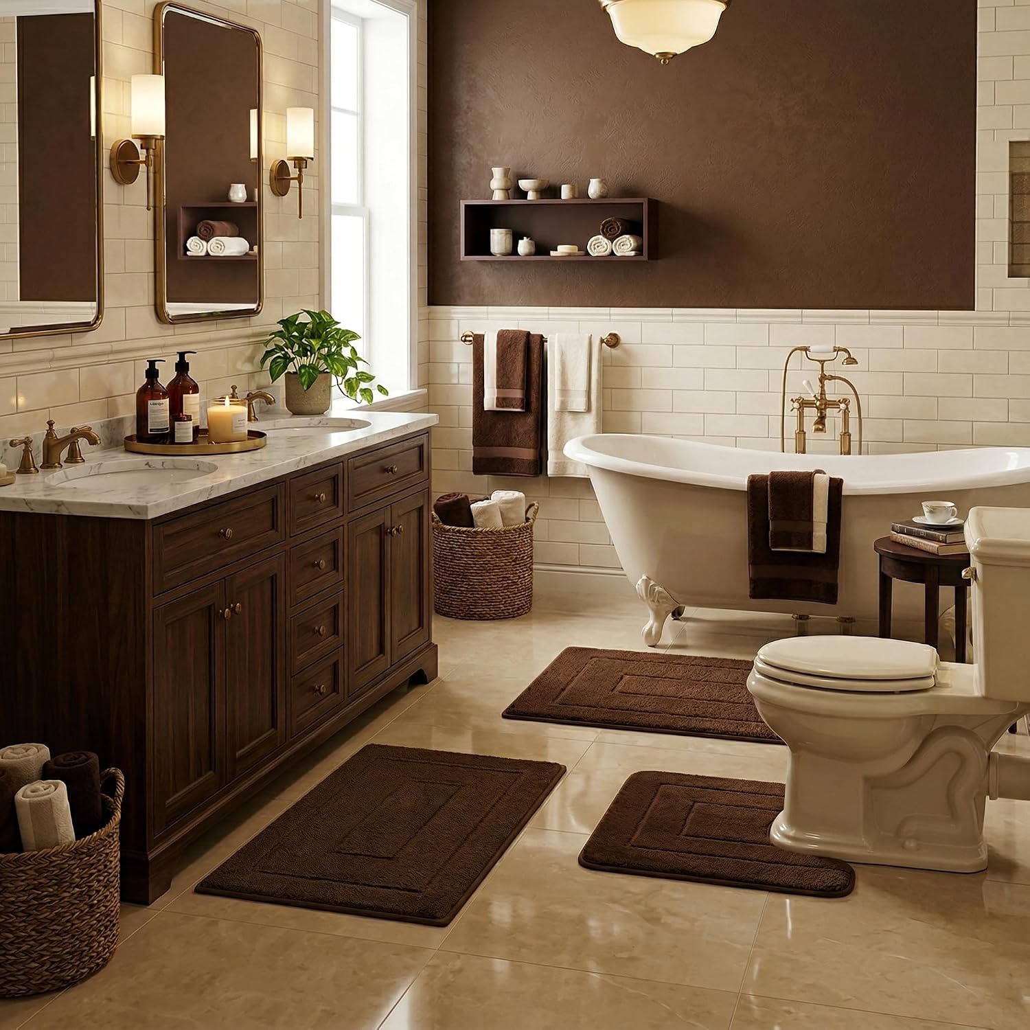 image:imageGRANNY SAYS Bathroom Rugs Sets 2 PieceSoft Bath Mats for Bathroom Bath Rugs Non Slip Washable Absorbent Bath Rug for Tub Shower and Toilet Gray 20 x 32 16 x 24Brown