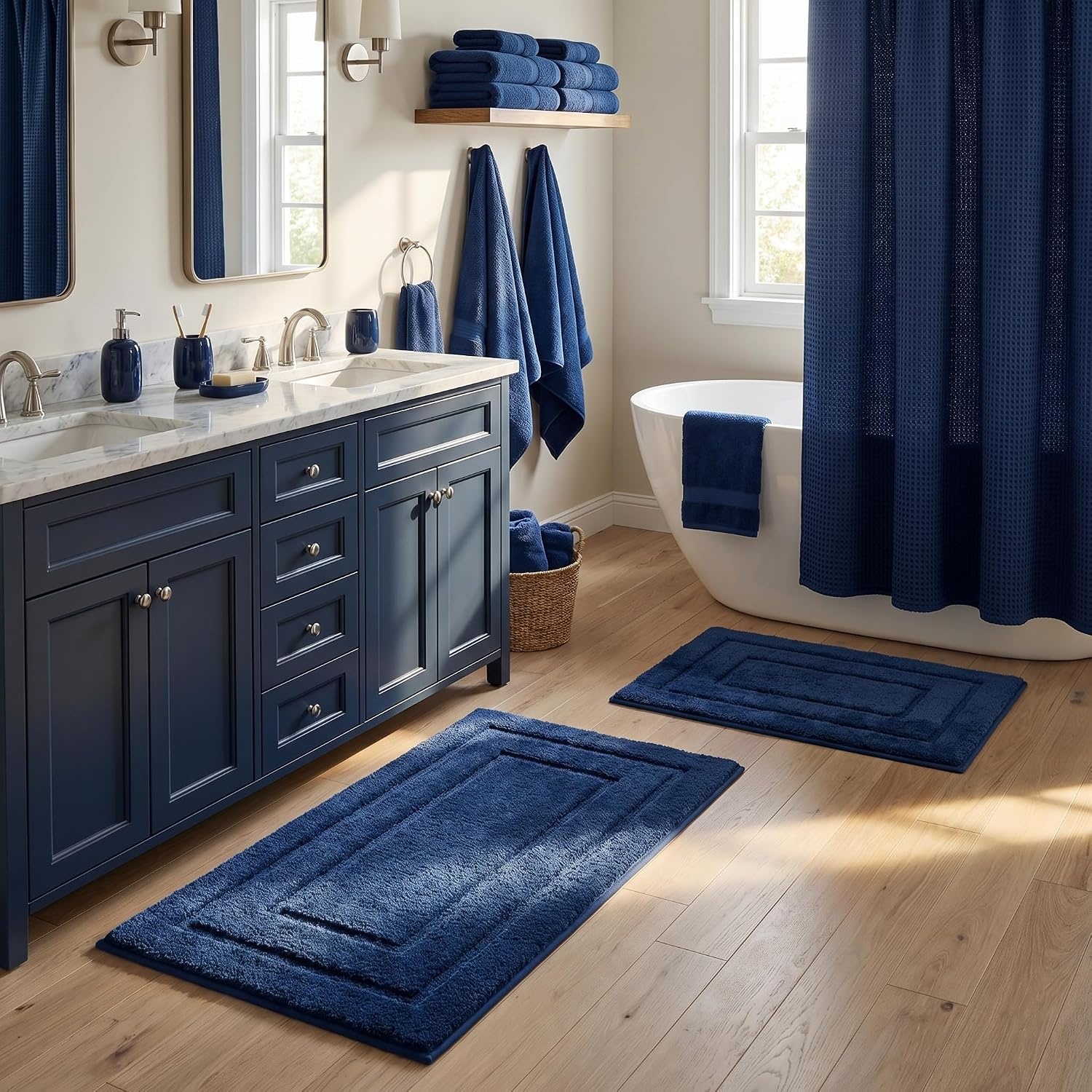 image:imageGRANNY SAYS Bathroom Rugs Sets 2 PieceSoft Bath Mats for Bathroom Bath Rugs Non Slip Washable Absorbent Bath Rug for Tub Shower and Toilet Gray 20 x 32 16 x 24Deep Blue