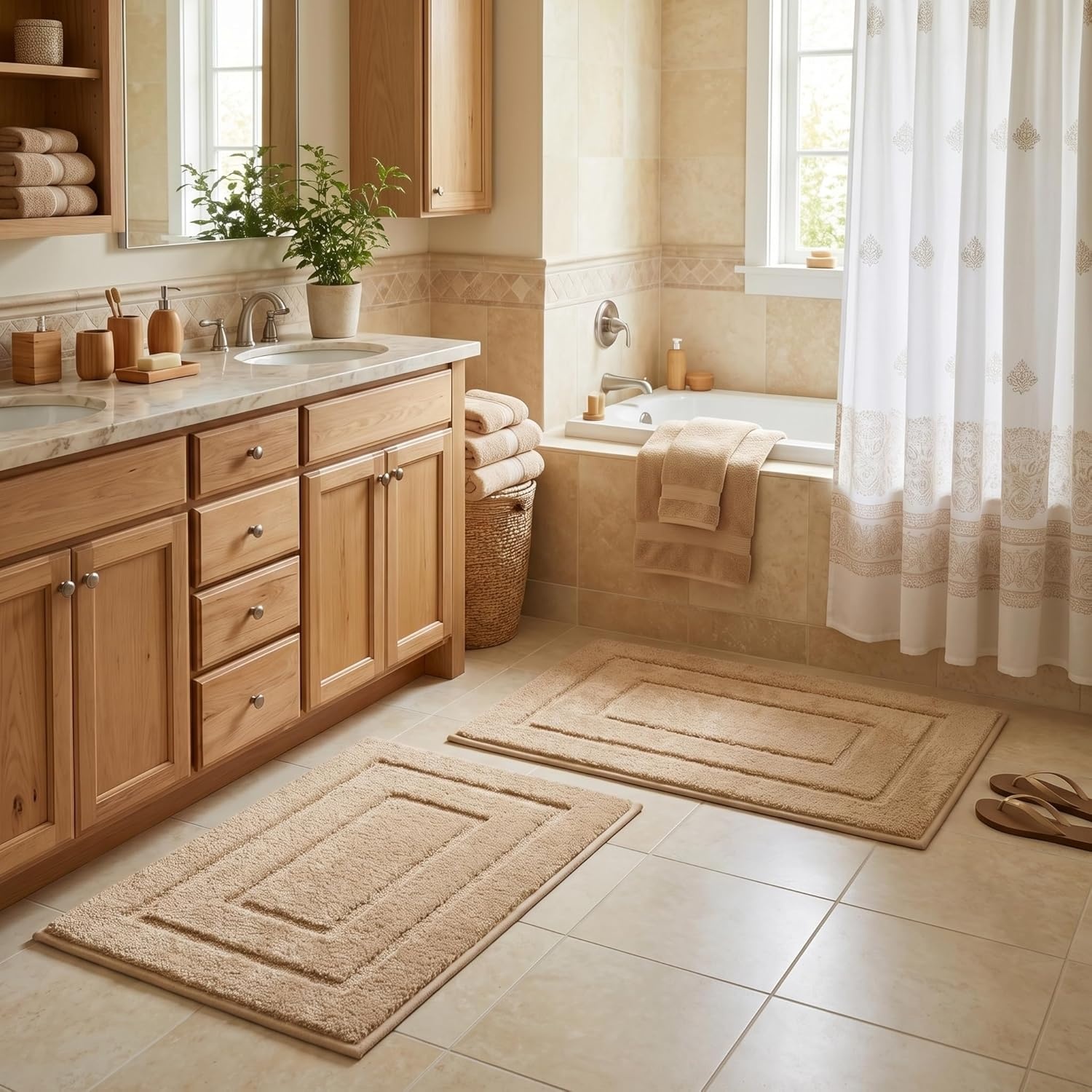image:imageGRANNY SAYS Bathroom Rugs Sets 2 PieceSoft Bath Mats for Bathroom Bath Rugs Non Slip Washable Absorbent Bath Rug for Tub Shower and Toilet Gray 20 x 32 16 x 24Khaki