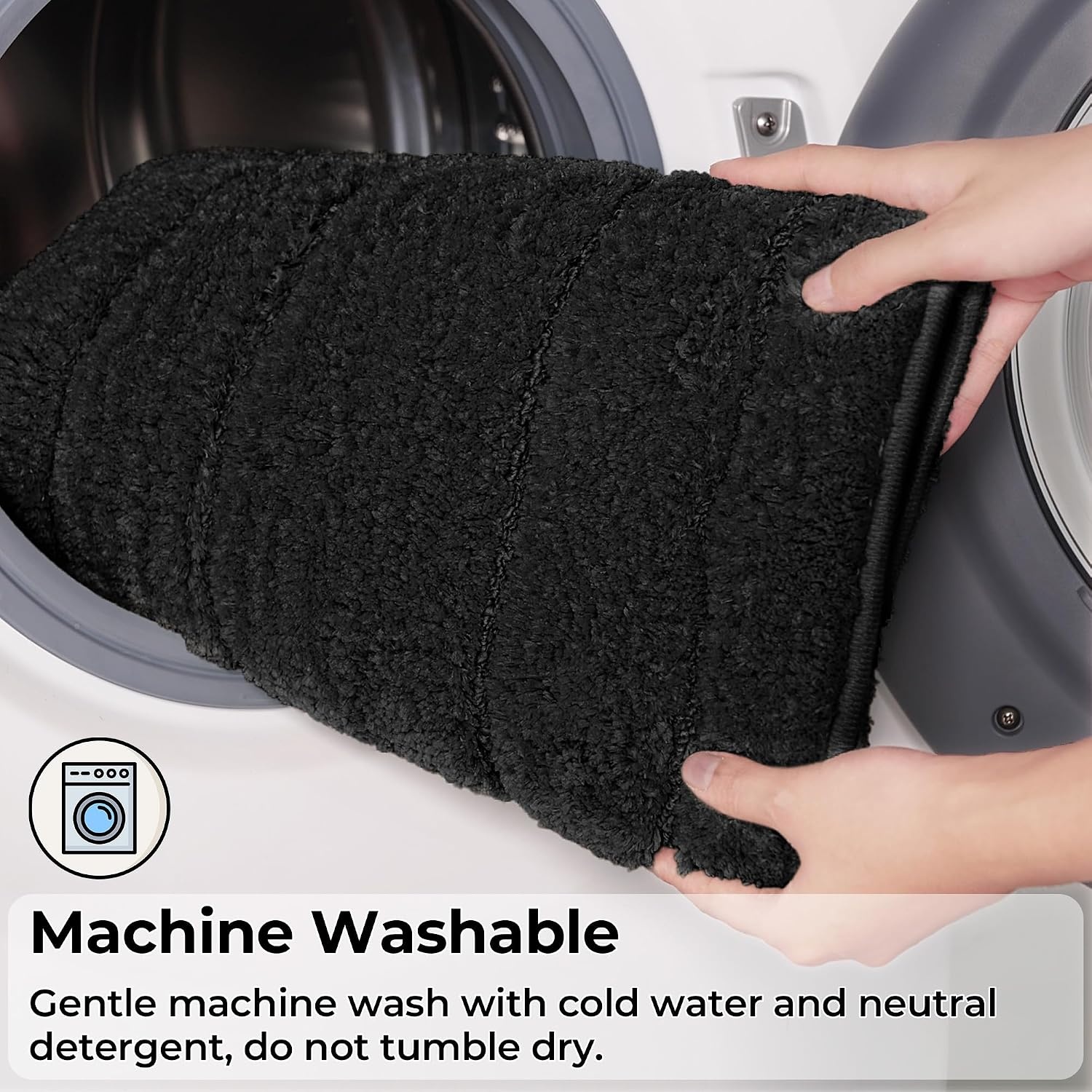 image:imageGRANNY SAYS Bathroom Rugs Sets 2 PieceSoft Bath Mats for Bathroom Bath Rugs Non Slip Washable Absorbent Bath Rug for Tub Shower and Toilet Gray 20 x 32 16 x 24Black