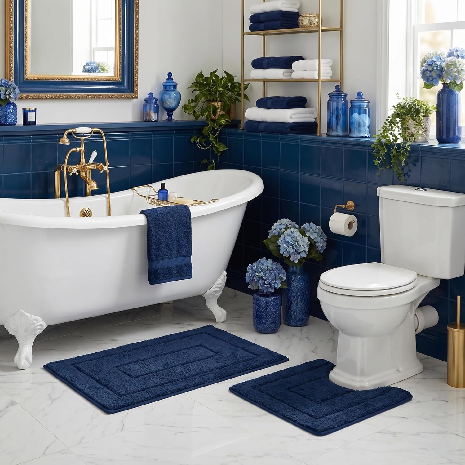 image:imageGRANNY SAYS Bathroom Rugs Sets 2 PieceSoft Bath Mats for Bathroom Bath Rugs Non Slip Washable Absorbent Bath Rug for Tub Shower and Toilet Gray 20 x 32 16 x 24Deep Blue