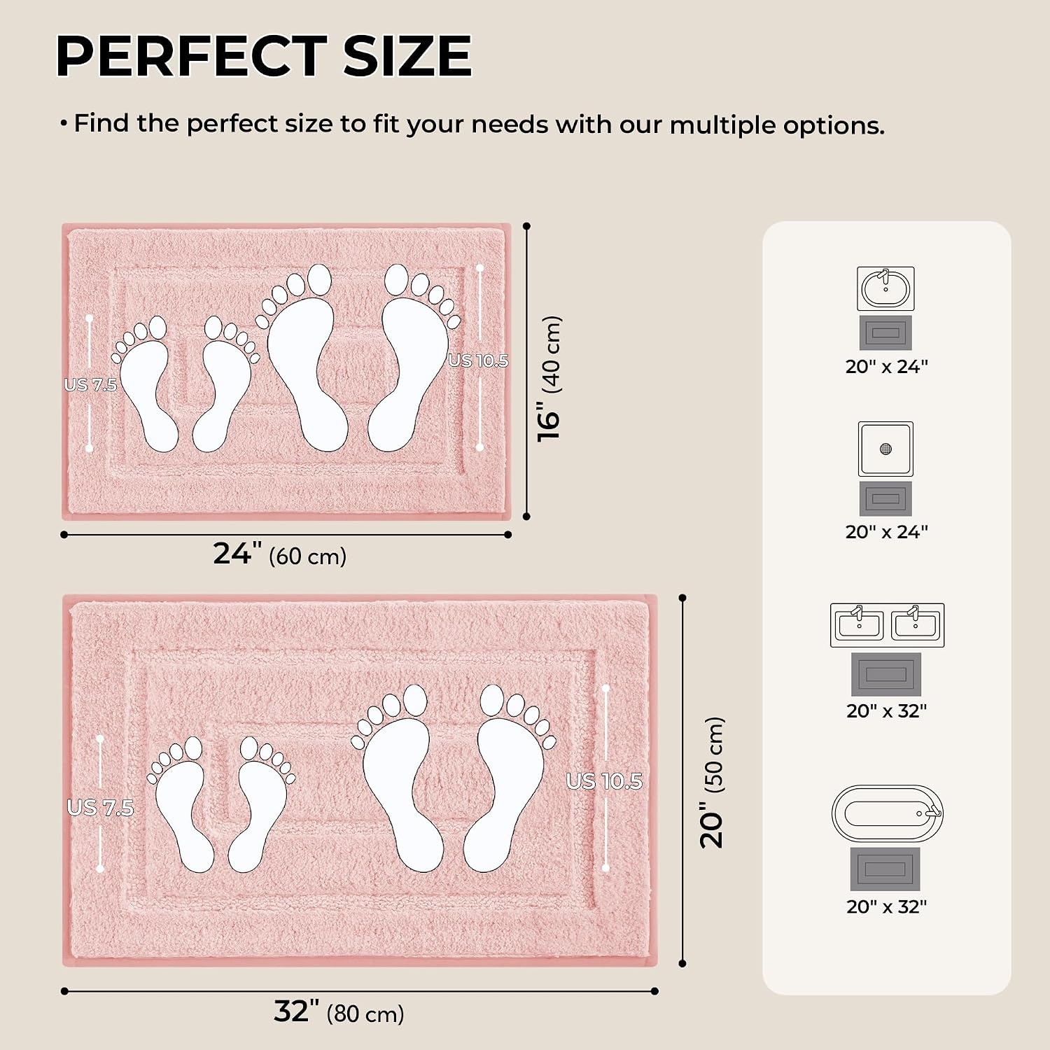 image:imageGRANNY SAYS Bathroom Rugs Sets 2 PieceSoft Bath Mats for Bathroom Bath Rugs Non Slip Washable Absorbent Bath Rug for Tub Shower and Toilet Gray 20 x 32 16 x 24Pink
