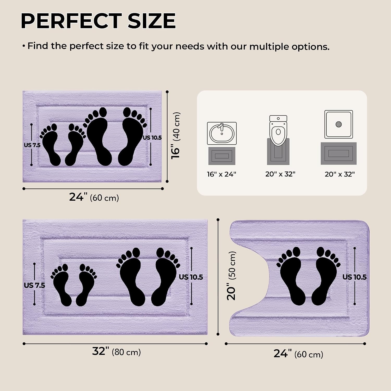 image:imageGRANNY SAYS Bathroom Rugs Sets 2 PieceSoft Bath Mats for Bathroom Bath Rugs Non Slip Washable Absorbent Bath Rug for Tub Shower and Toilet Gray 20 x 32 16 x 24Lilac