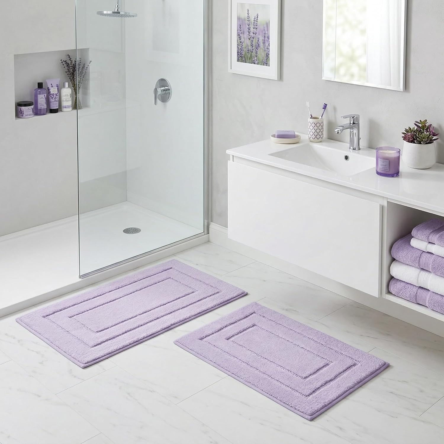 image:imageGRANNY SAYS Bathroom Rugs Sets 2 PieceSoft Bath Mats for Bathroom Bath Rugs Non Slip Washable Absorbent Bath Rug for Tub Shower and Toilet Gray 20 x 32 16 x 24Lilac
