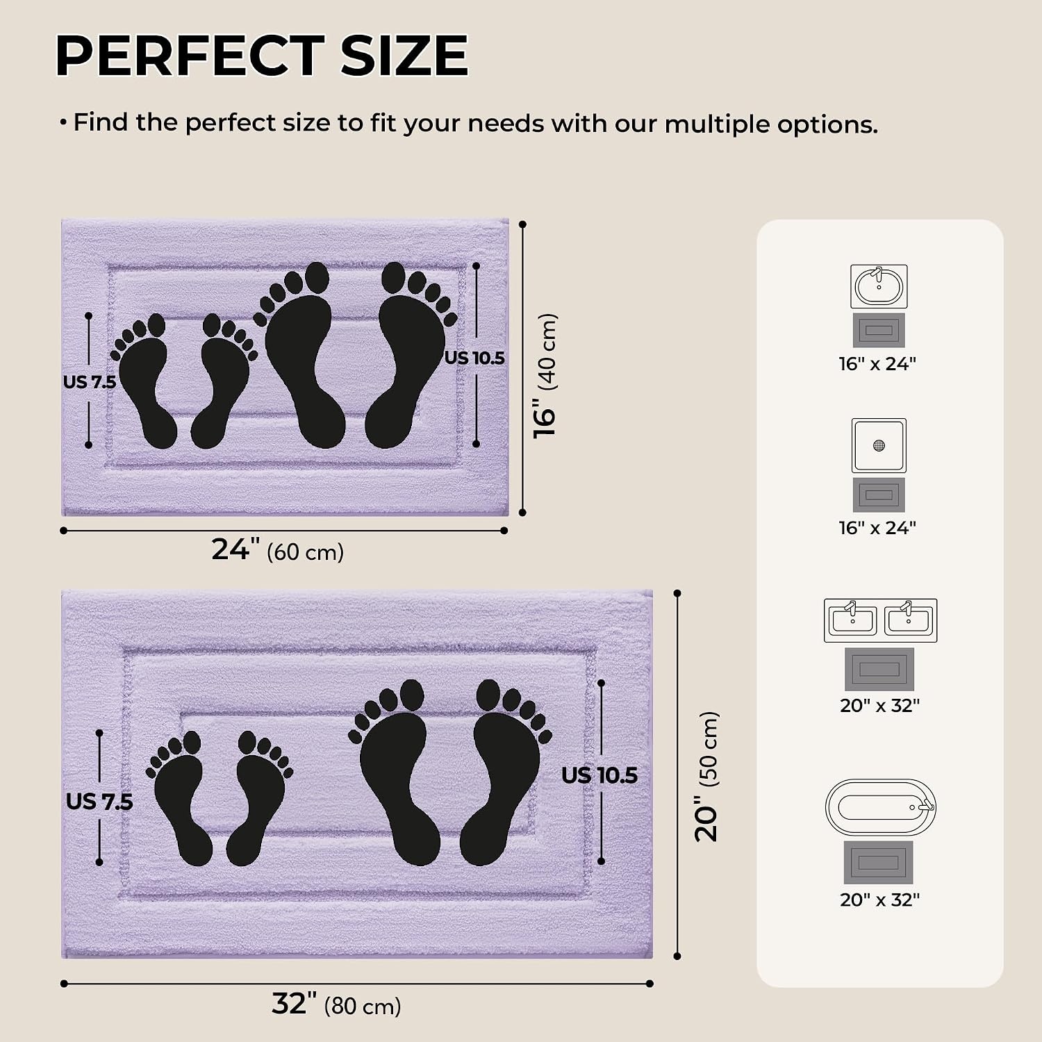 image:imageGRANNY SAYS Bathroom Rugs Sets 2 PieceSoft Bath Mats for Bathroom Bath Rugs Non Slip Washable Absorbent Bath Rug for Tub Shower and Toilet Gray 20 x 32 16 x 24Lilac