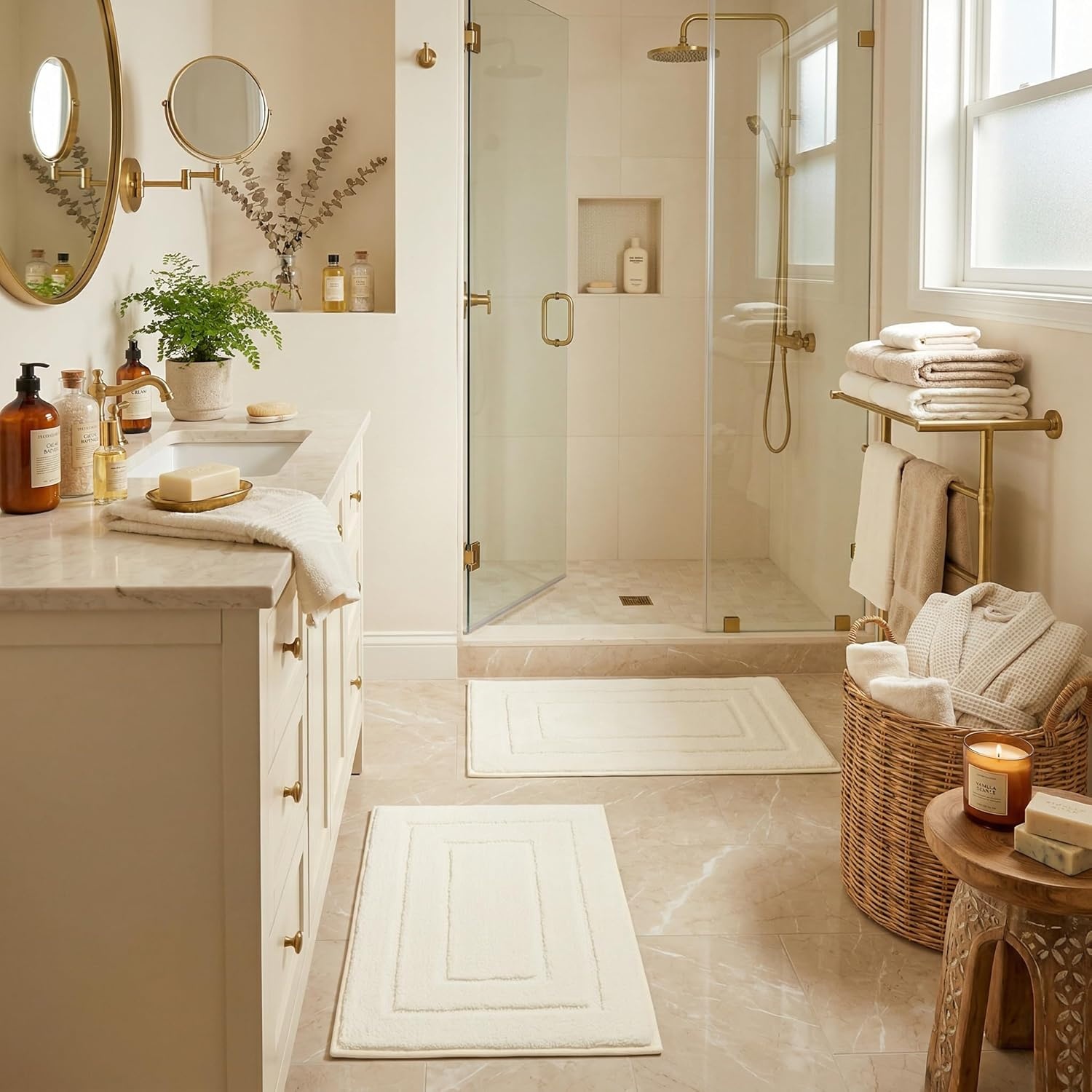 image:imageGRANNY SAYS Bathroom Rugs Sets 2 PieceSoft Bath Mats for Bathroom Bath Rugs Non Slip Washable Absorbent Bath Rug for Tub Shower and Toilet Gray 20 x 32 16 x 24Cream