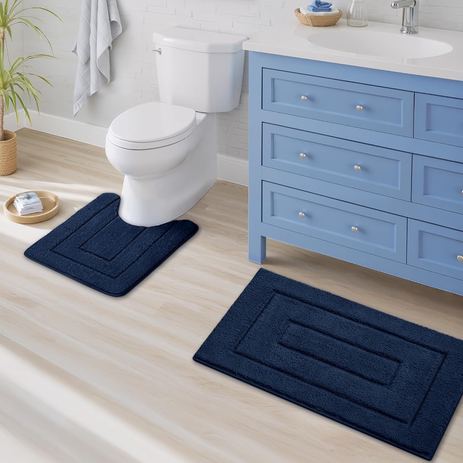 image:imageGRANNY SAYS Bathroom Rugs Sets 2 PieceSoft Bath Mats for Bathroom Bath Rugs Non Slip Washable Absorbent Bath Rug for Tub Shower and Toilet Gray 20 x 32 16 x 24Deep Blue