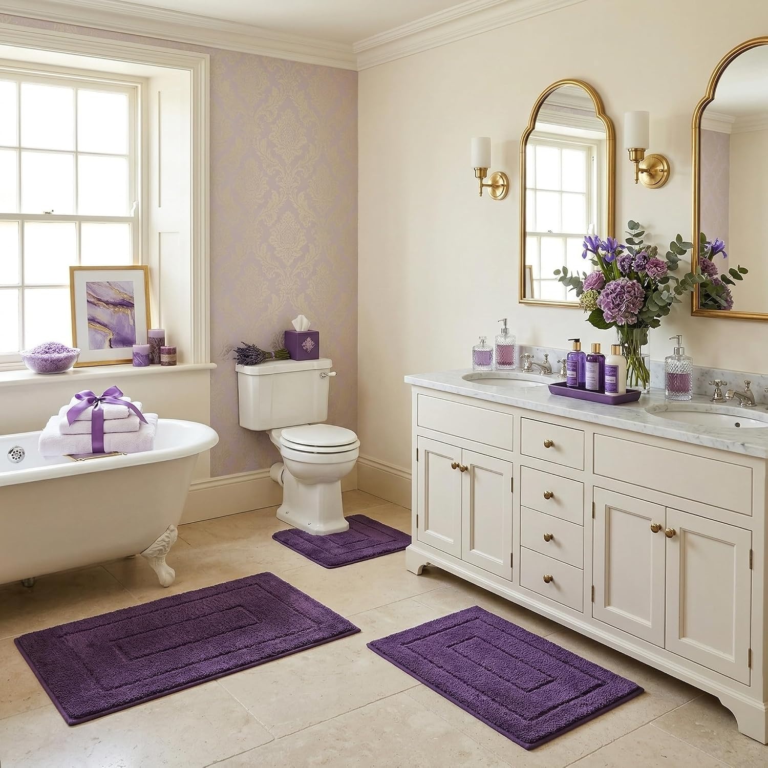 image:imageGRANNY SAYS Bathroom Rugs Sets 2 PieceSoft Bath Mats for Bathroom Bath Rugs Non Slip Washable Absorbent Bath Rug for Tub Shower and Toilet Gray 20 x 32 16 x 24Purple