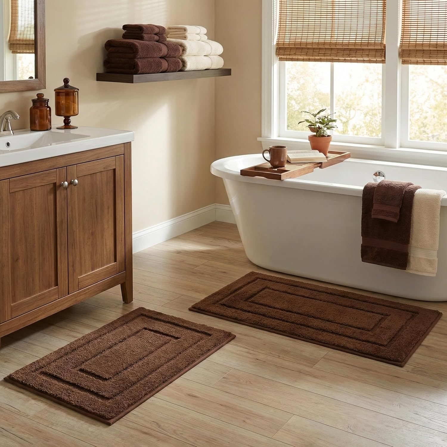 image:imageGRANNY SAYS Bathroom Rugs Sets 2 PieceSoft Bath Mats for Bathroom Bath Rugs Non Slip Washable Absorbent Bath Rug for Tub Shower and Toilet Gray 20 x 32 16 x 24Brown