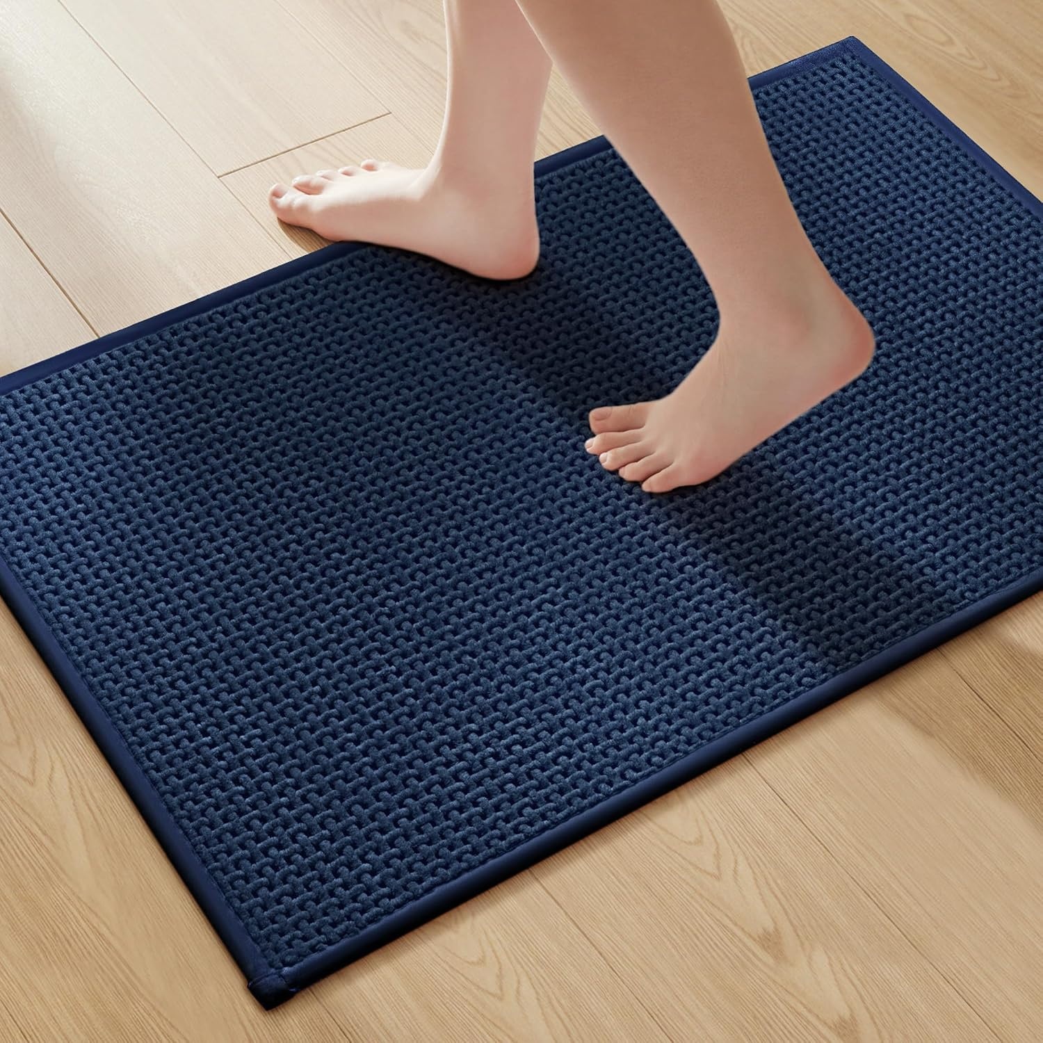 image:imageGRANNY SAYS Beige Bathroom Rugs Absorbent Bath Mats for Bathroom 24 x 16 Soft Chenille Bathroom Mat Small Bath Rugs Non Slip Washable Quick Dry Thin Rug for Tub and ShowerBlue