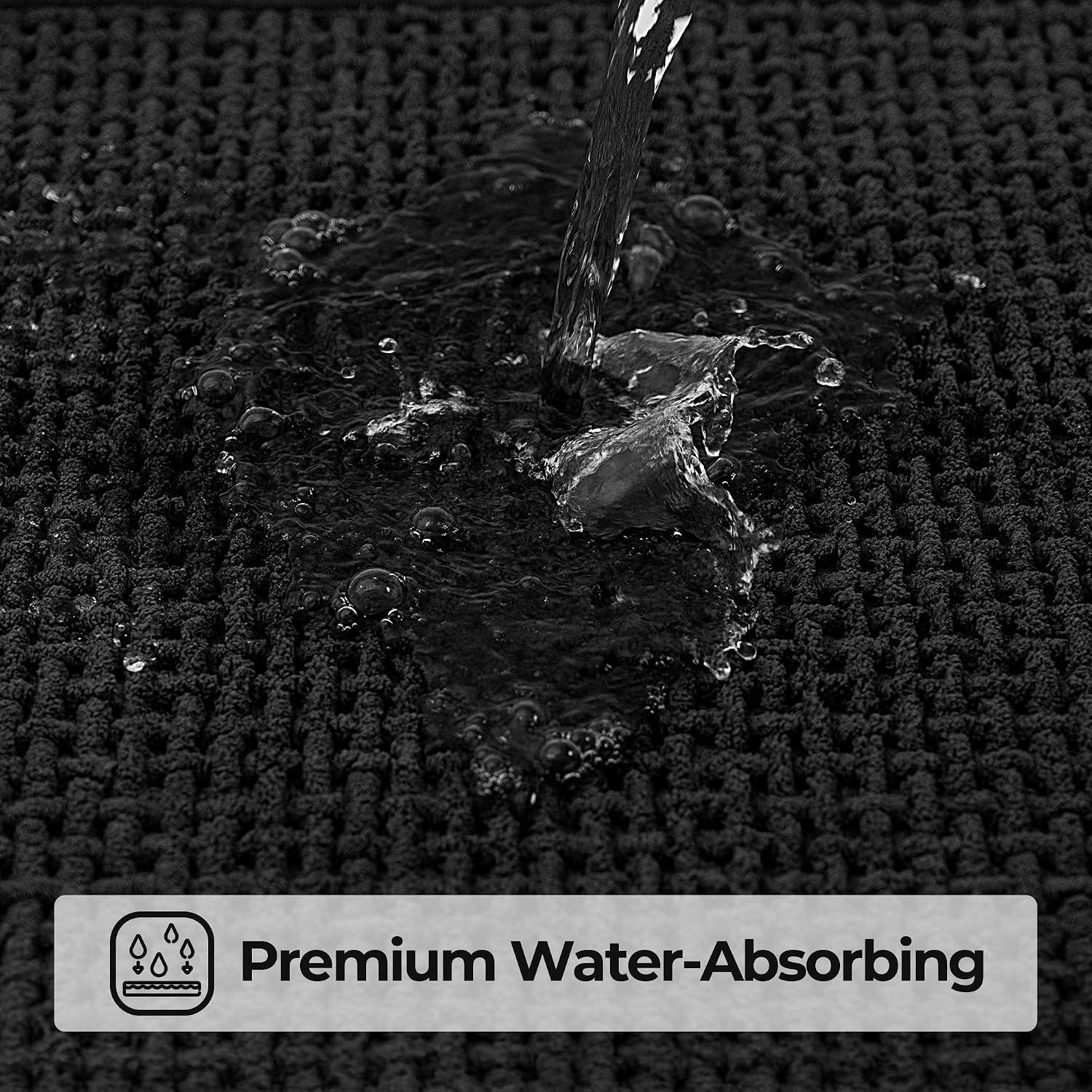 image:imageGRANNY SAYS Beige Bathroom Rugs Absorbent Bath Mats for Bathroom 24 x 16 Soft Chenille Bathroom Mat Small Bath Rugs Non Slip Washable Quick Dry Thin Rug for Tub and ShowerBlack