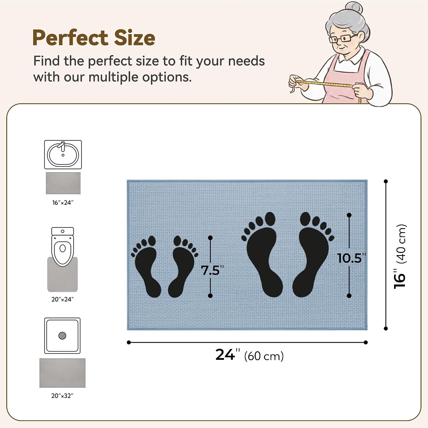 image:imageGRANNY SAYS Beige Bathroom Rugs Absorbent Bath Mats for Bathroom 24 x 16 Soft Chenille Bathroom Mat Small Bath Rugs Non Slip Washable Quick Dry Thin Rug for Tub and ShowerBbaby Blue