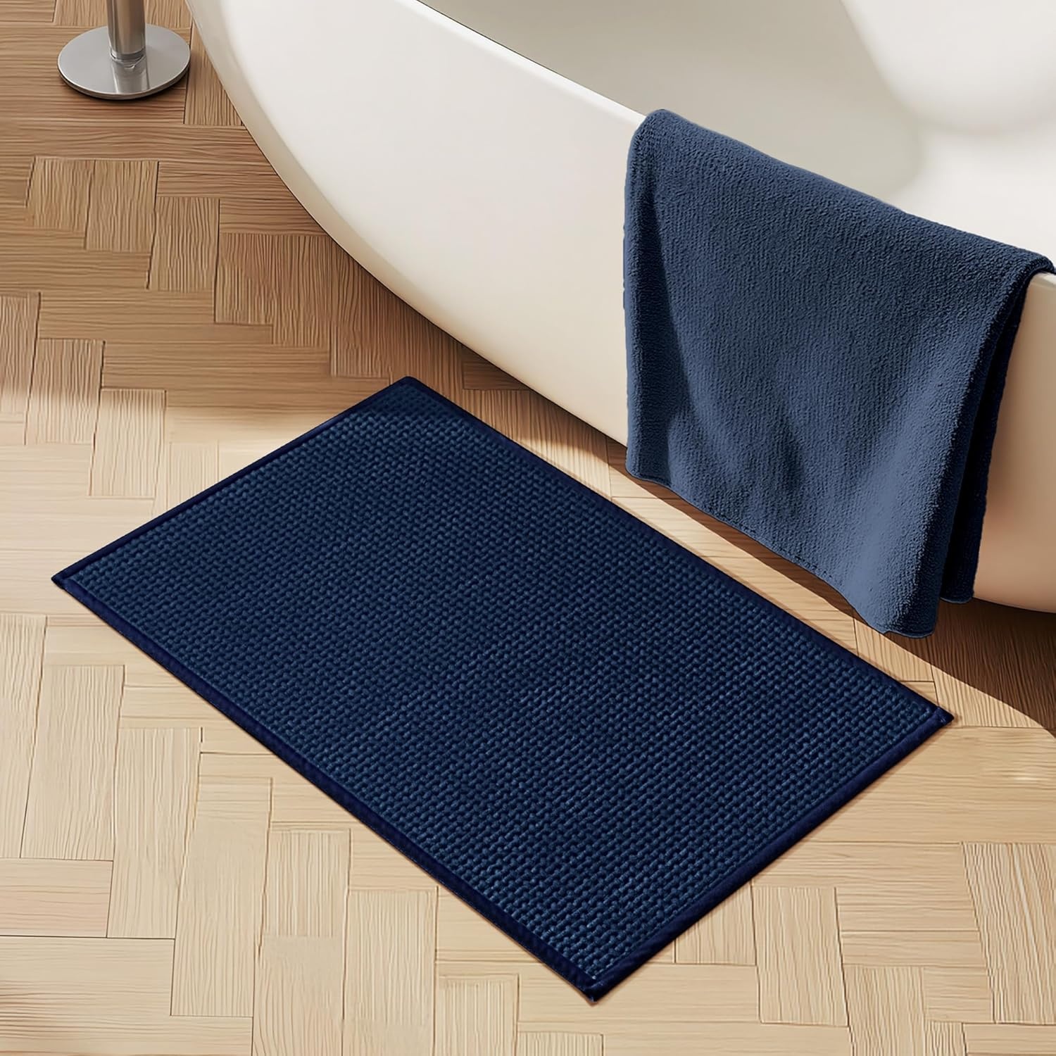 image:imageGRANNY SAYS Beige Bathroom Rugs Absorbent Bath Mats for Bathroom 24 x 16 Soft Chenille Bathroom Mat Small Bath Rugs Non Slip Washable Quick Dry Thin Rug for Tub and ShowerBlue