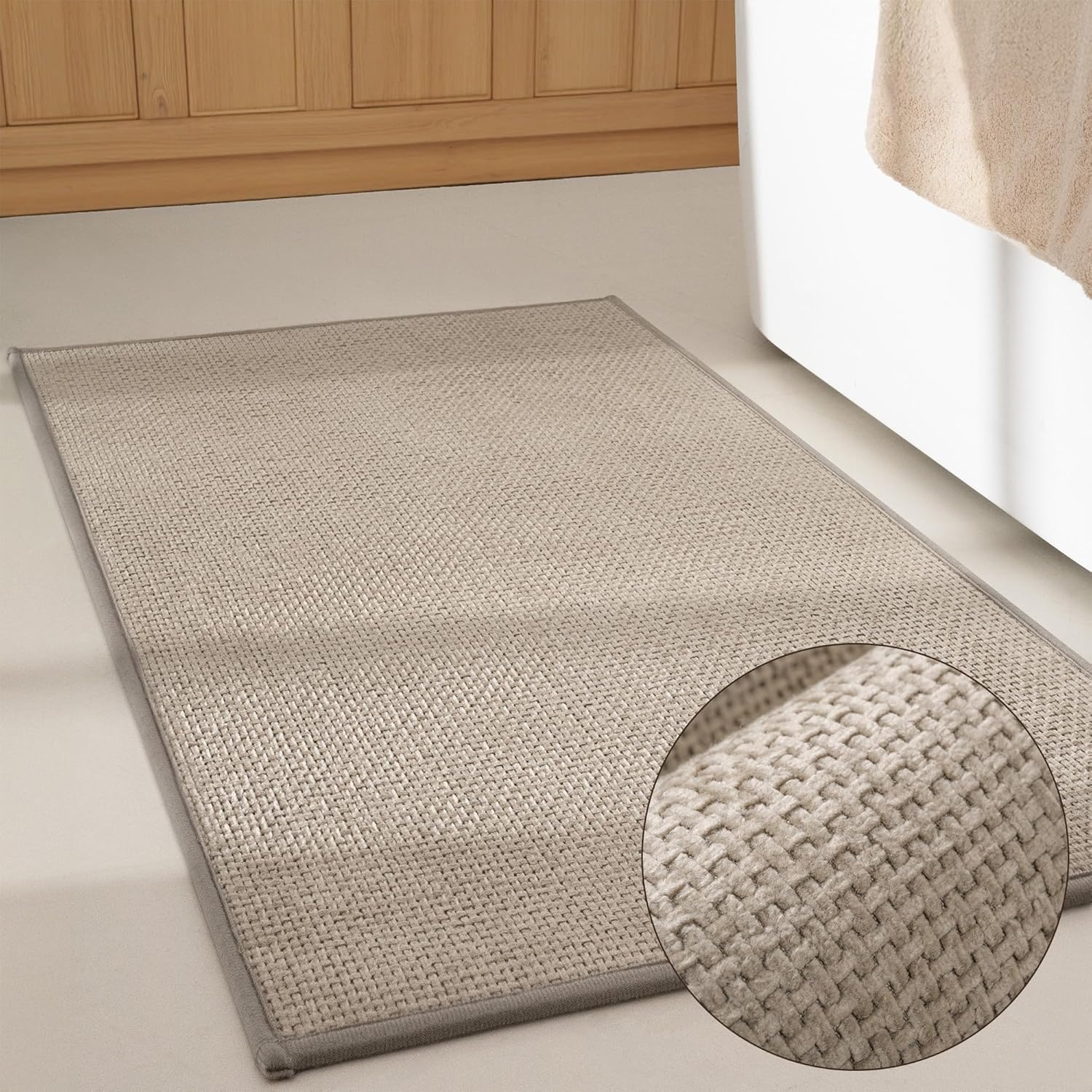 image:imageGRANNY SAYS Beige Bathroom Rugs Absorbent Bath Mats for Bathroom 24 x 16 Soft Chenille Bathroom Mat Small Bath Rugs Non Slip Washable Quick Dry Thin Rug for Tub and ShowerBkhaki