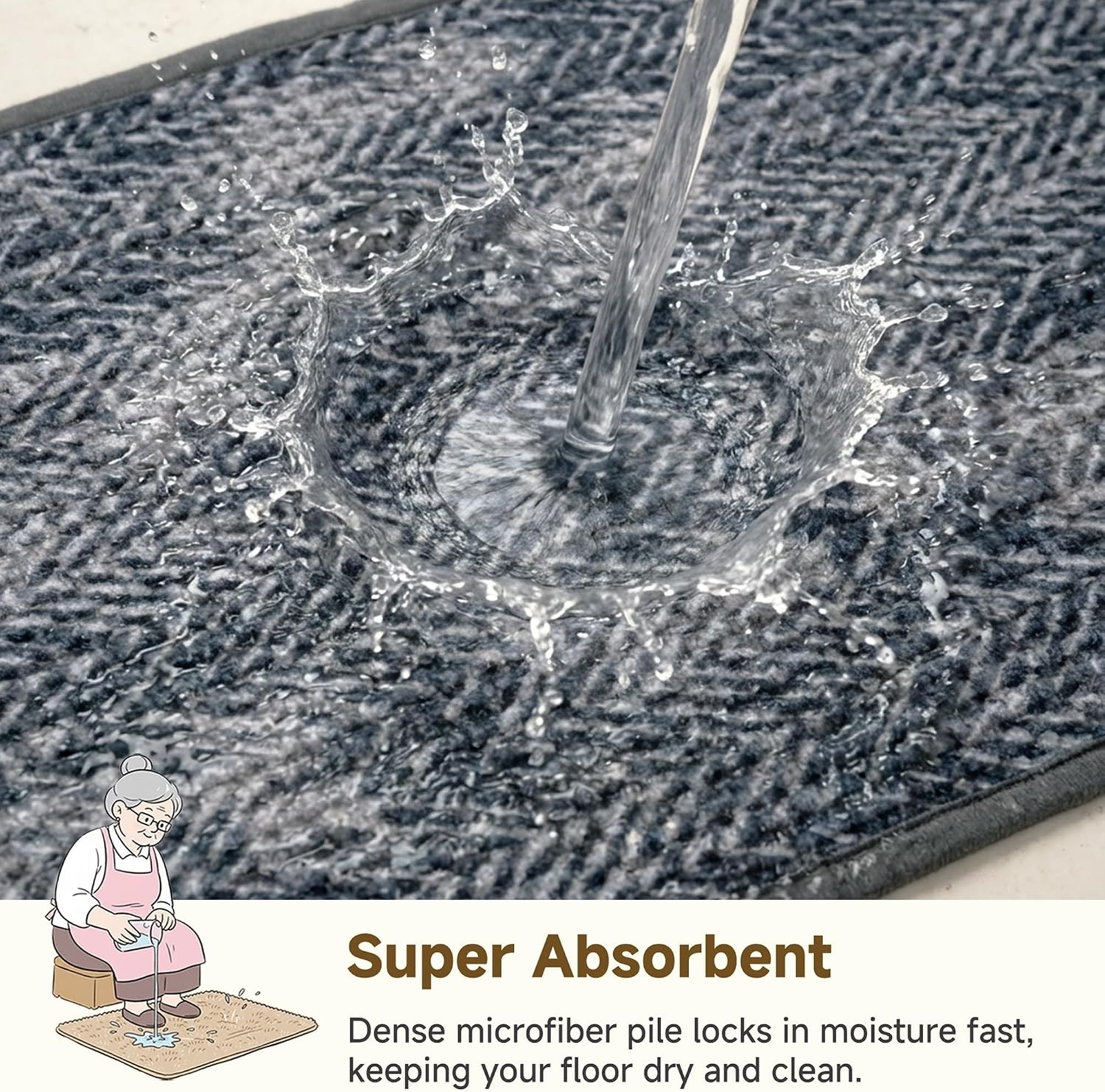 image:imageGRANNY SAYS Beige Bathroom Rugs Absorbent Bath Mats for Bathroom 24 x 16 Soft Chenille Bathroom Mat Small Bath Rugs Non Slip Washable Quick Dry Thin Rug for Tub and ShowerDeep Greydiagonal