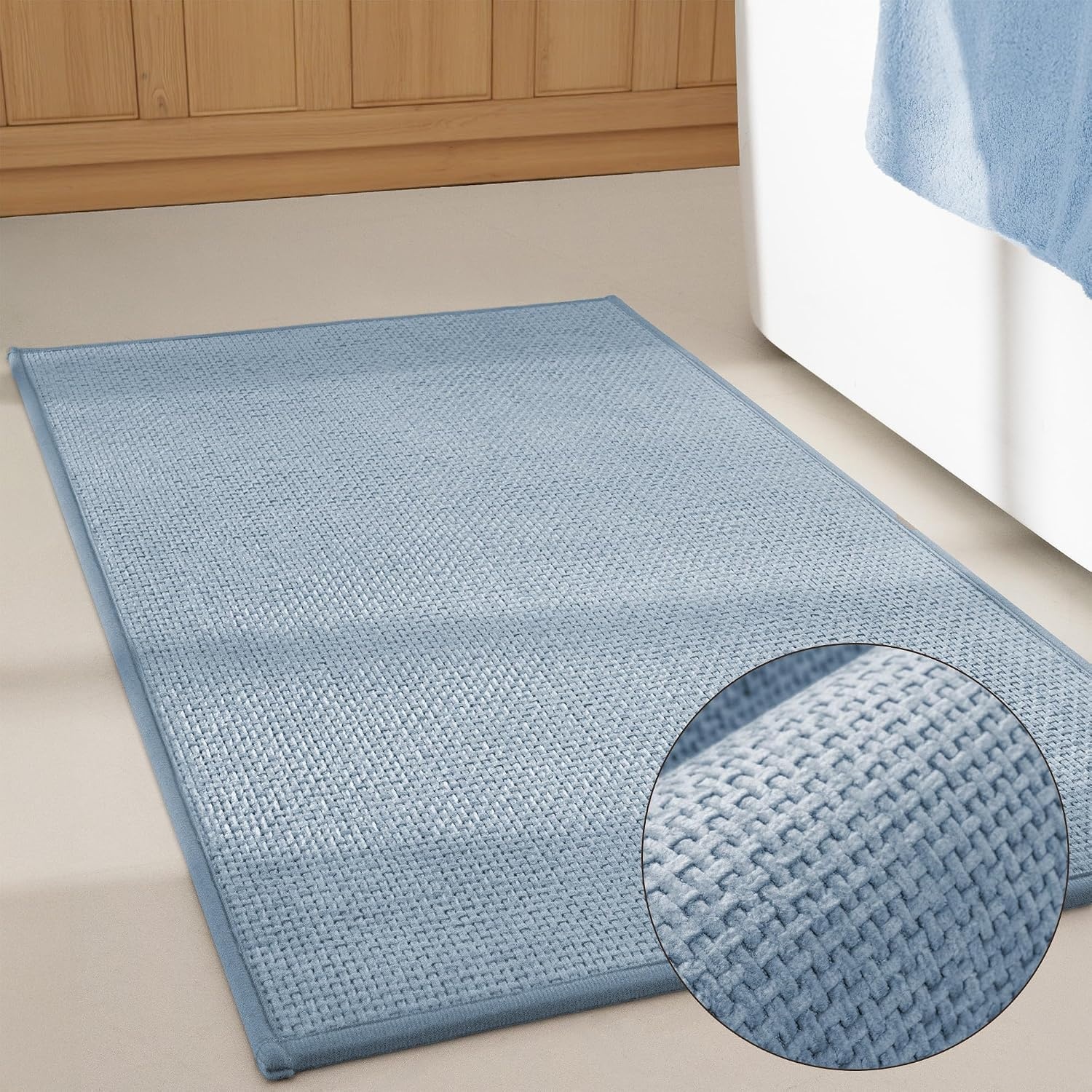 image:imageGRANNY SAYS Beige Bathroom Rugs Absorbent Bath Mats for Bathroom 24 x 16 Soft Chenille Bathroom Mat Small Bath Rugs Non Slip Washable Quick Dry Thin Rug for Tub and ShowerBbaby Blue