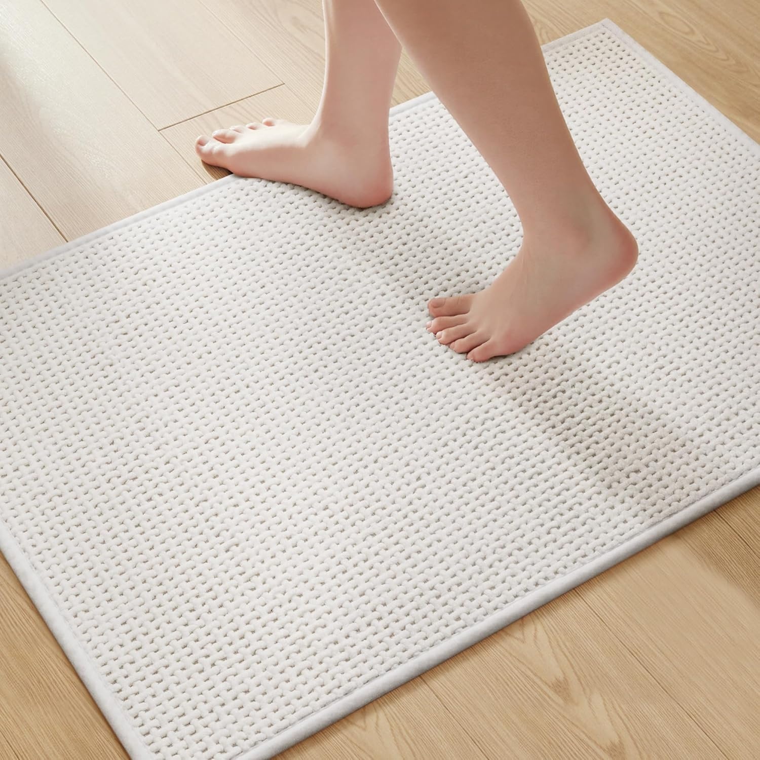 image:imageGRANNY SAYS Beige Bathroom Rugs Absorbent Bath Mats for Bathroom 24 x 16 Soft Chenille Bathroom Mat Small Bath Rugs Non Slip Washable Quick Dry Thin Rug for Tub and ShowerWhite