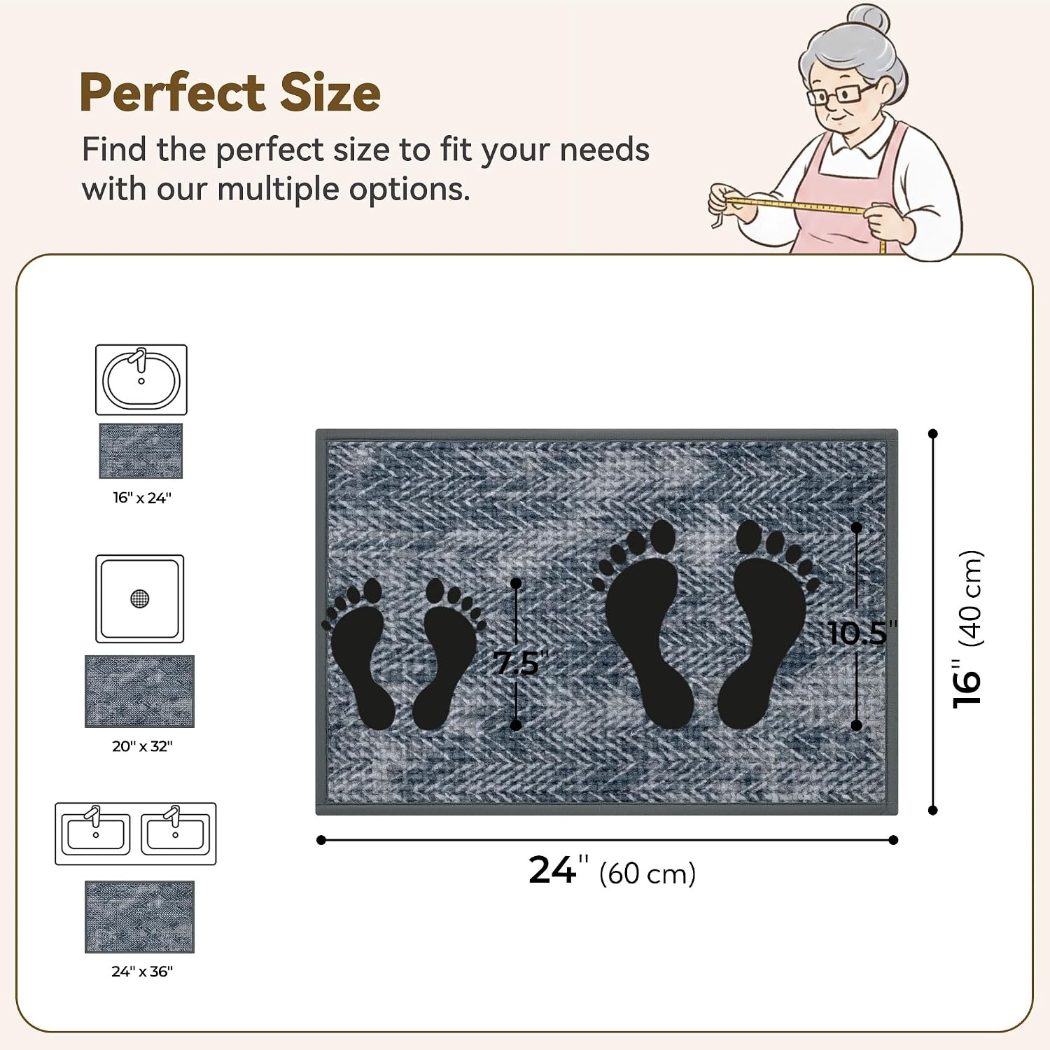 image:imageGRANNY SAYS Beige Bathroom Rugs Absorbent Bath Mats for Bathroom 24 x 16 Soft Chenille Bathroom Mat Small Bath Rugs Non Slip Washable Quick Dry Thin Rug for Tub and ShowerDeep Greydiagonal