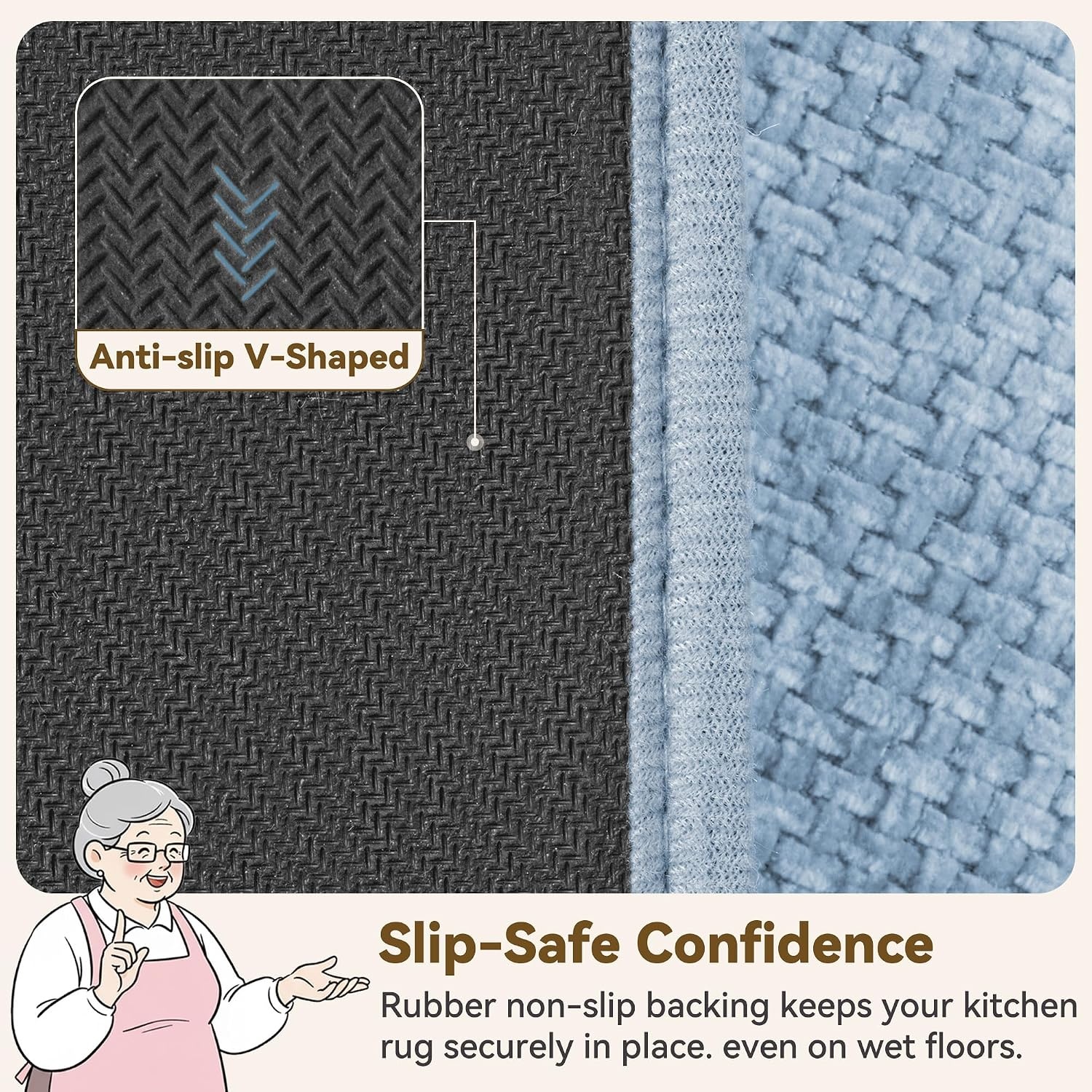 image:imageGRANNY SAYS Beige Bathroom Rugs Absorbent Bath Mats for Bathroom 24 x 16 Soft Chenille Bathroom Mat Small Bath Rugs Non Slip Washable Quick Dry Thin Rug for Tub and ShowerBbaby Blue