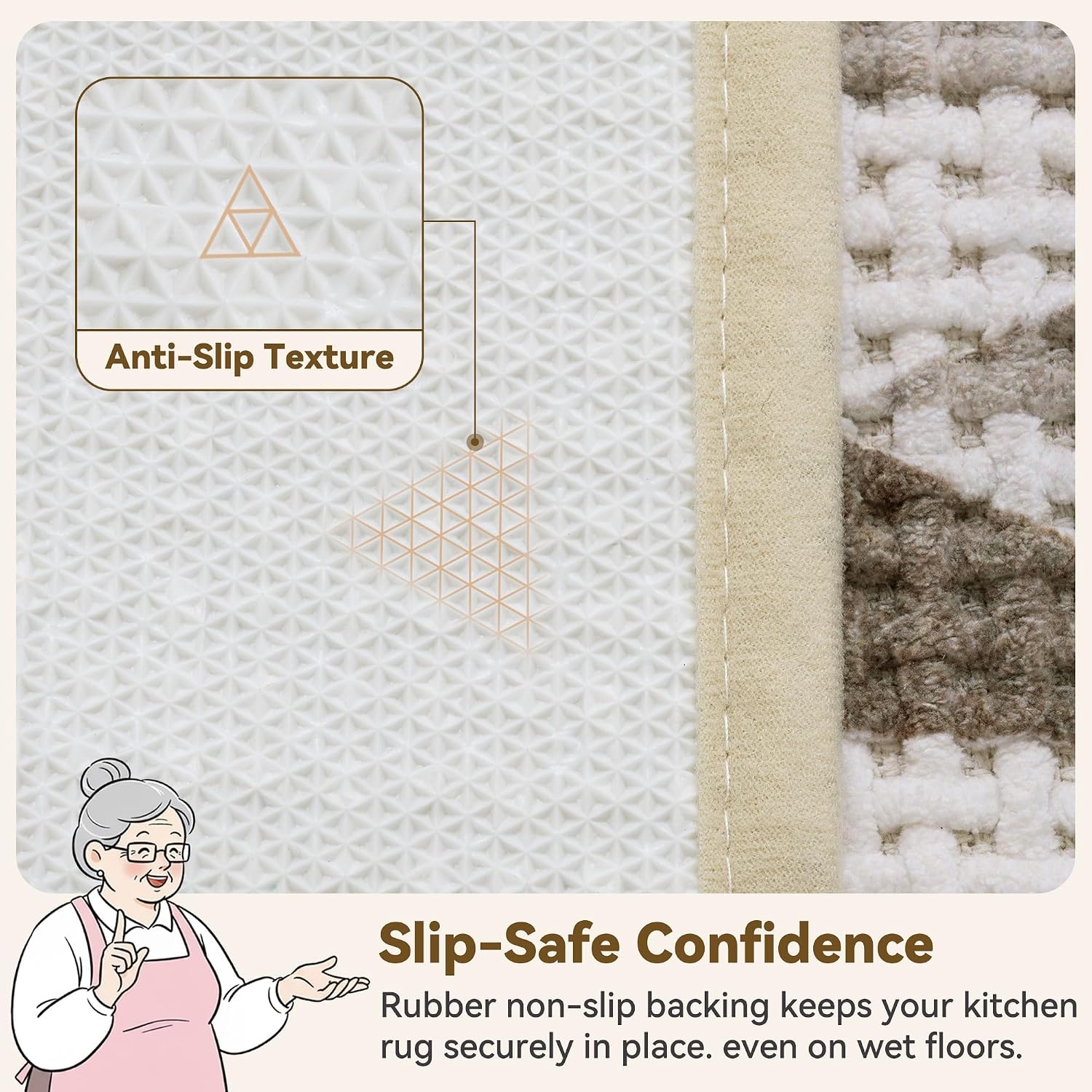 image:imageGRANNY SAYS Beige Bathroom Rugs Absorbent Bath Mats for Bathroom 24 x 16 Soft Chenille Bathroom Mat Small Bath Rugs Non Slip Washable Quick Dry Thin Rug for Tub and ShowerBeigetriangle