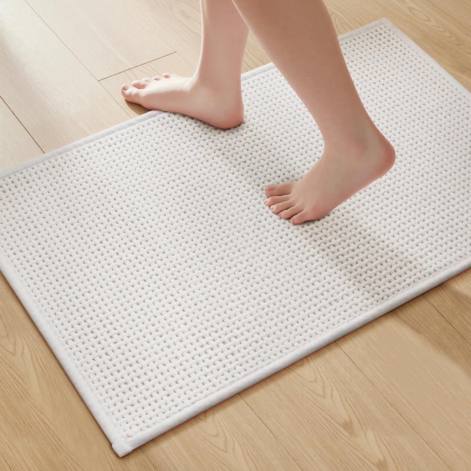 image:imageGRANNY SAYS Beige Bathroom Rugs Absorbent Bath Mats for Bathroom 24 x 16 Soft Chenille Bathroom Mat Small Bath Rugs Non Slip Washable Quick Dry Thin Rug for Tub and ShowerWhite