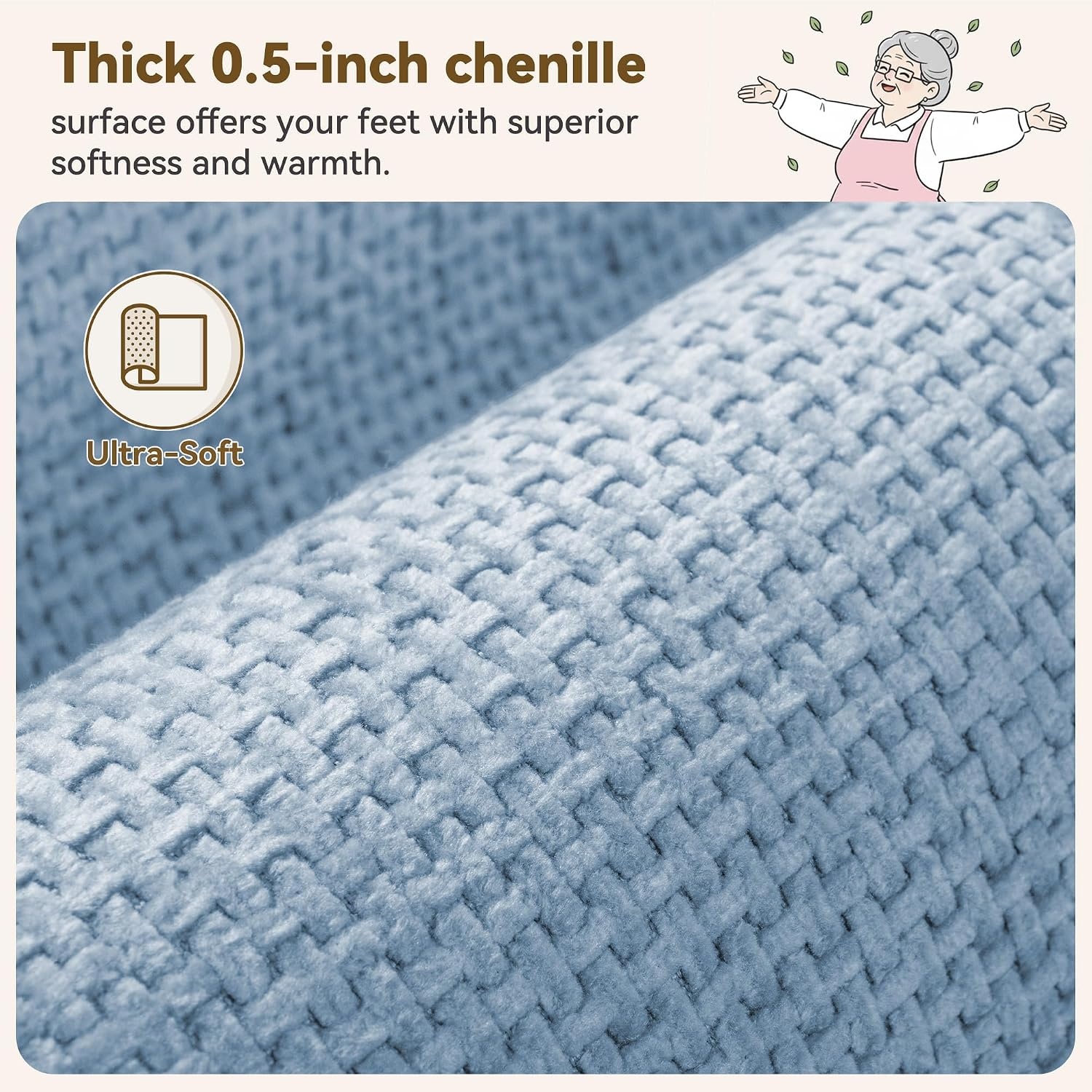 image:imageGRANNY SAYS Beige Bathroom Rugs Absorbent Bath Mats for Bathroom 24 x 16 Soft Chenille Bathroom Mat Small Bath Rugs Non Slip Washable Quick Dry Thin Rug for Tub and ShowerBbaby Blue