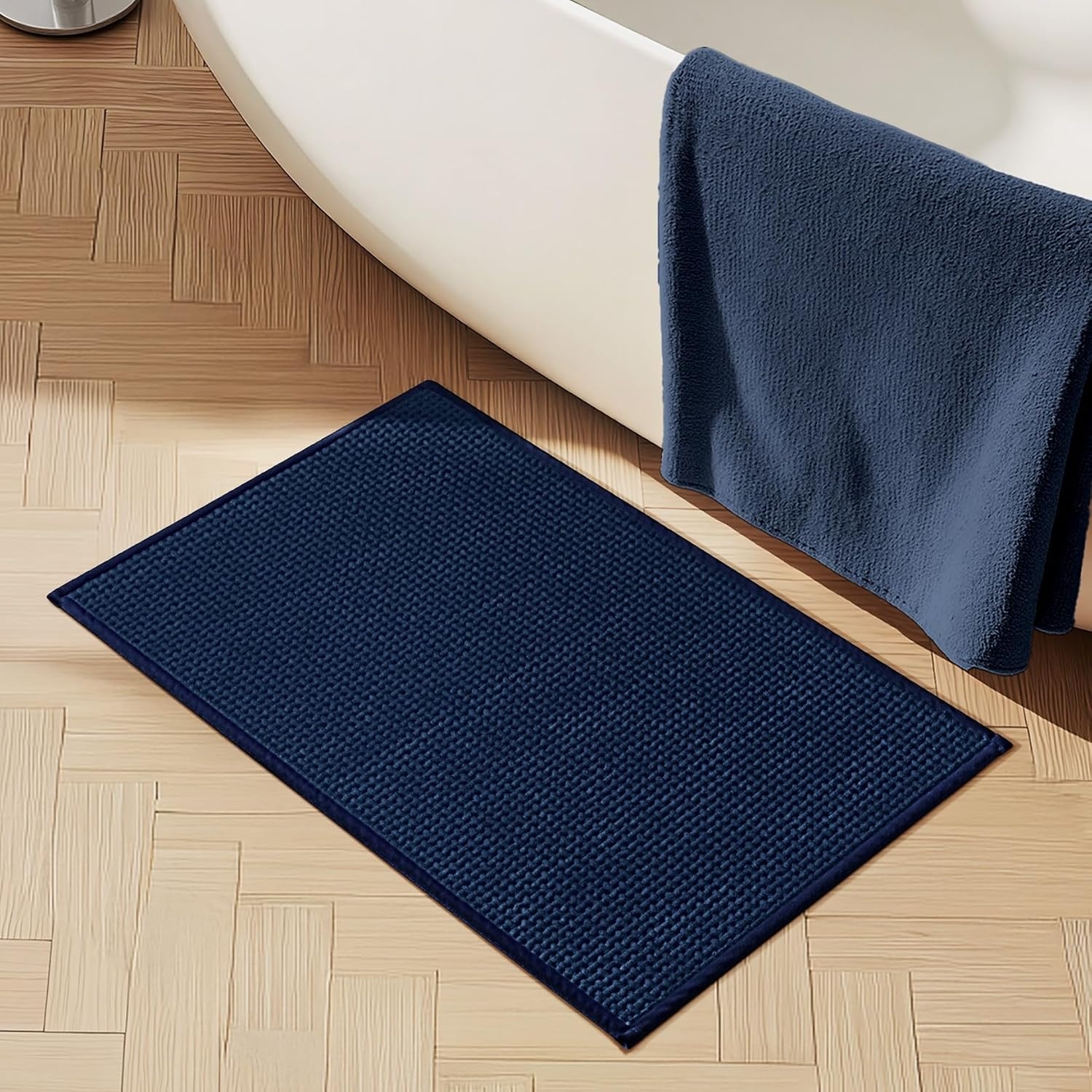 image:imageGRANNY SAYS Beige Bathroom Rugs Absorbent Bath Mats for Bathroom 24 x 16 Soft Chenille Bathroom Mat Small Bath Rugs Non Slip Washable Quick Dry Thin Rug for Tub and ShowerBlue