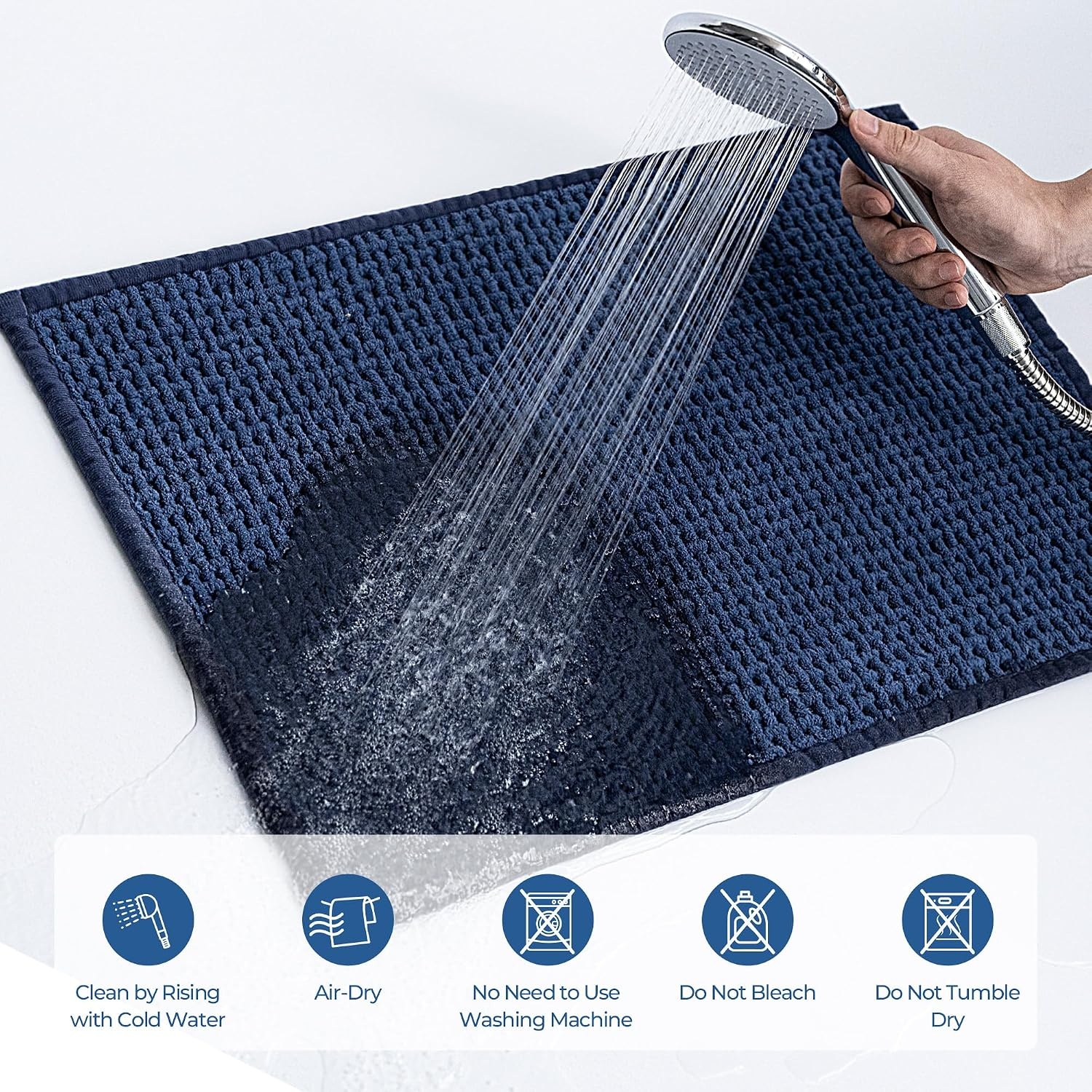 image:imageGRANNY SAYS Beige Bathroom Rugs Absorbent Bath Mats for Bathroom 24 x 16 Soft Chenille Bathroom Mat Small Bath Rugs Non Slip Washable Quick Dry Thin Rug for Tub and ShowerBlue